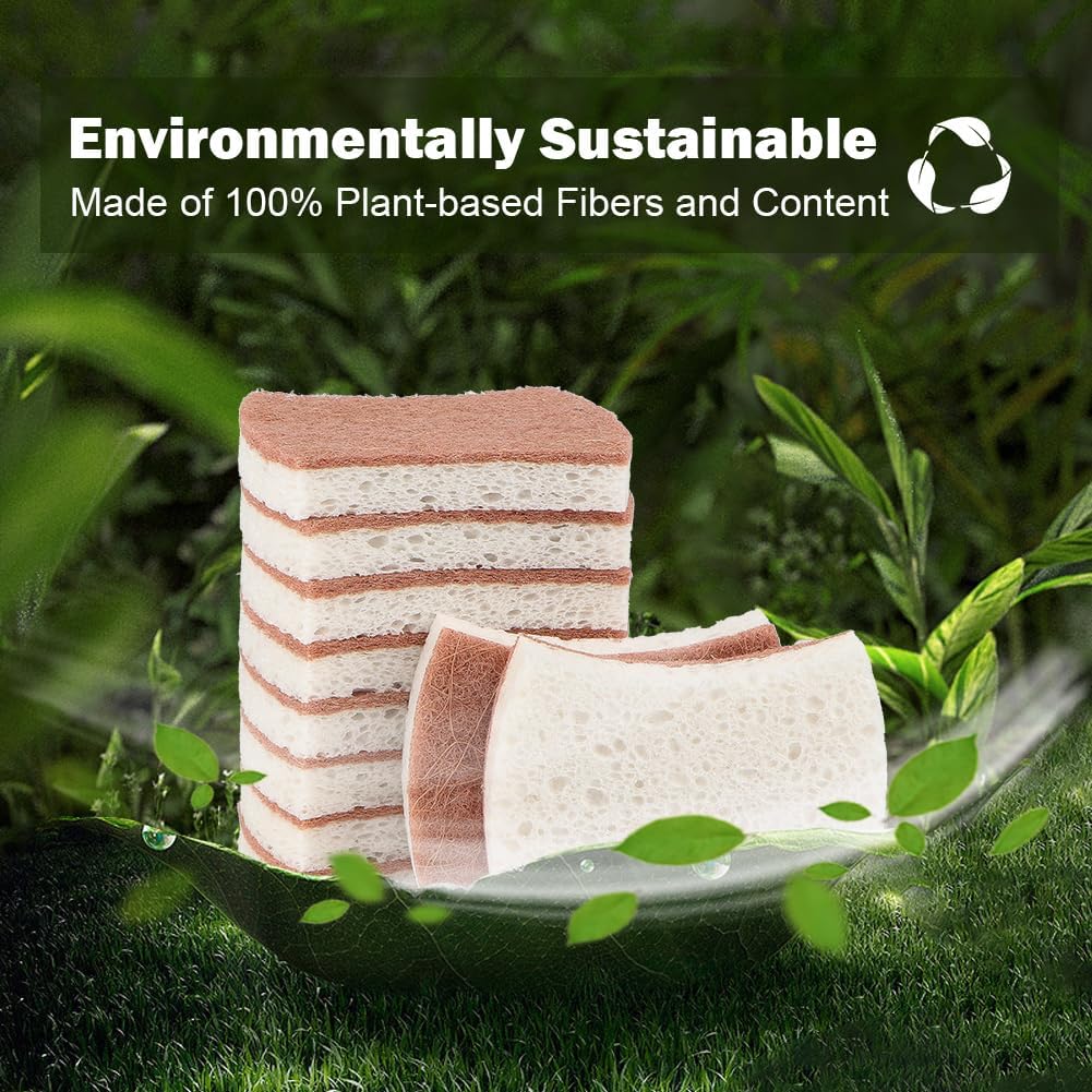 Orighty Non-Scratch Scrub Sponge, 24-Pack, Cellulose Kitchen Scrubber Sponges, Ideal for Kitchen Cleaning, Non-Stick Cookware, Washing Dishes, Bathroom, and Household