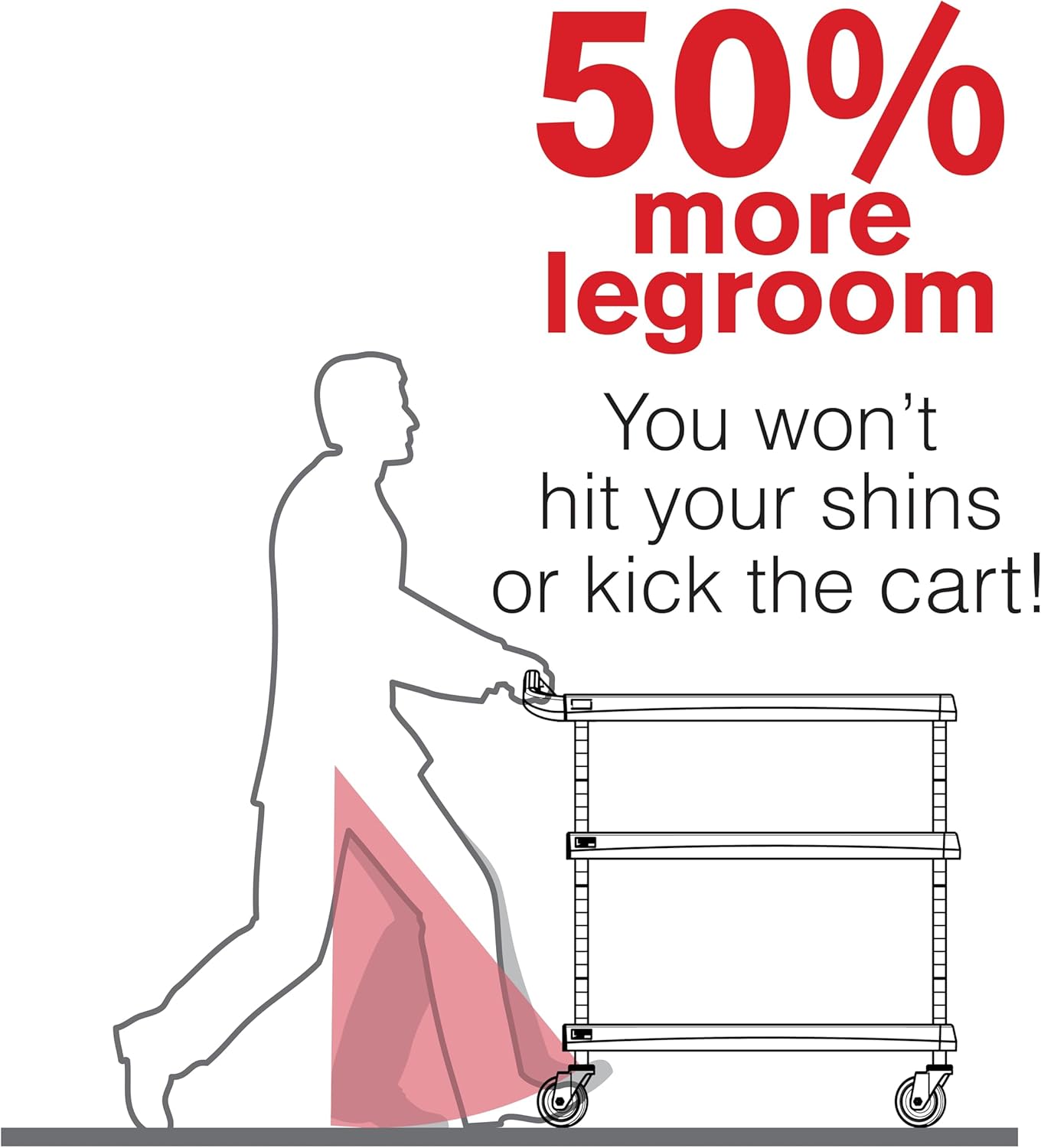 Metro myCart Plus Utility Cart - Choose-Your-Height Adjustable Heavy Duty Rolling Cart for Home, Commercial and Industrial Use - 3-Shelf, 400 lbs Capacity - 18.3" W x 31.5" L x 35.5-39.5" H - Black