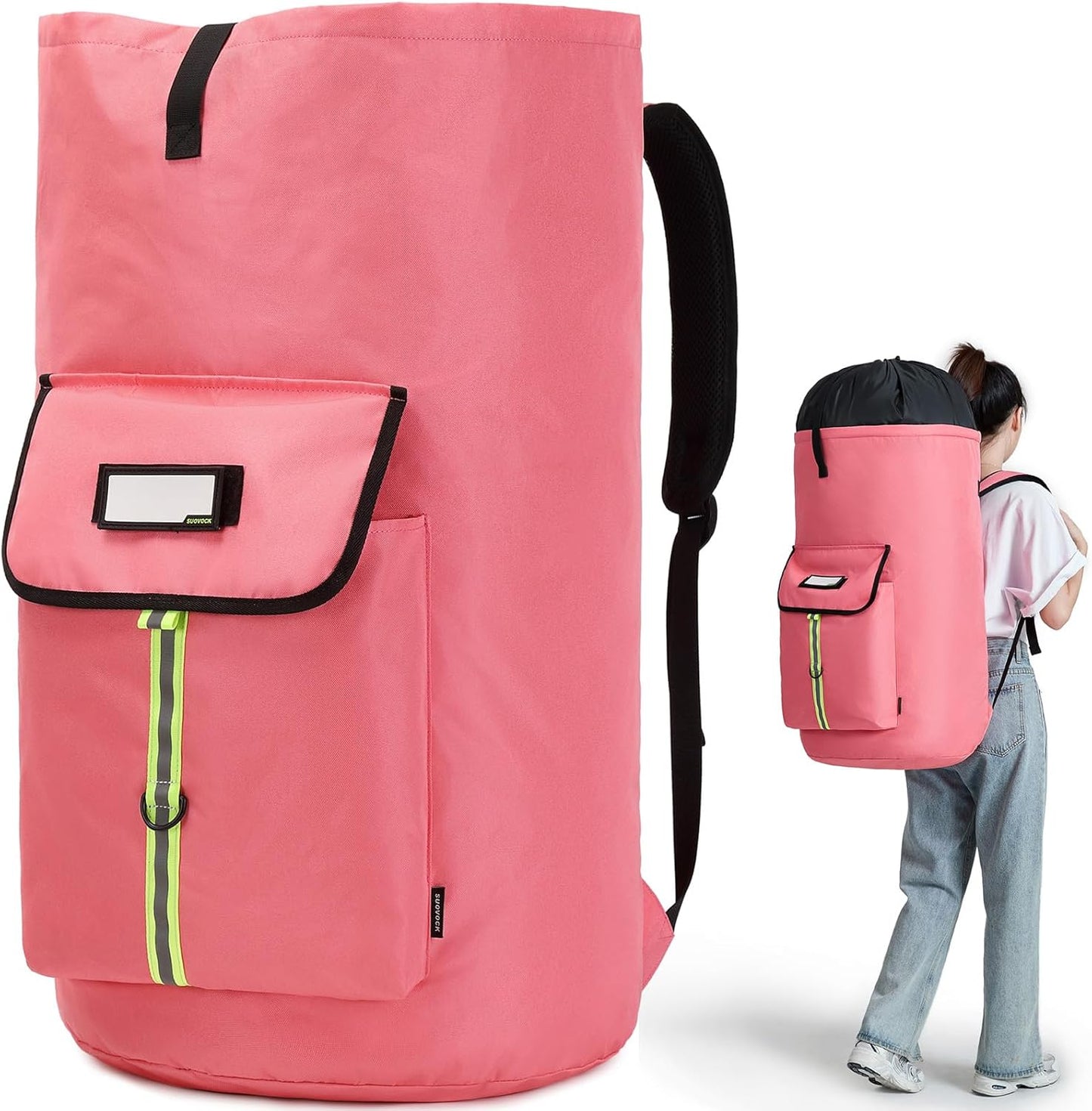 laundry bag backpack,extra-large heavy duty laundry bags,laundry backpack for college students,drawstring closure (bright red Laundry Backpack)