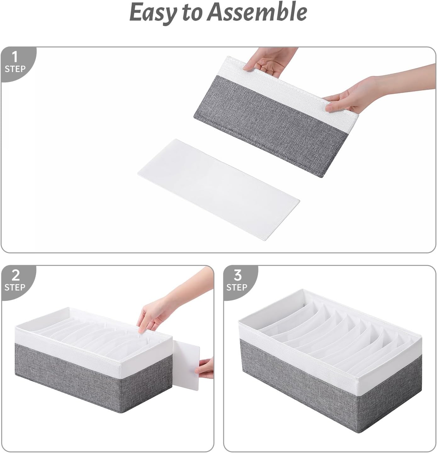 4 Packs T-shirt Drawer Organizers for Clothing,10 Grids Compartment Wardrobe Storage Box, Clothes Organizer for Folded Clothes, T-shirt, Legging-15.75''x9.06''x5.91''-GreyWhite