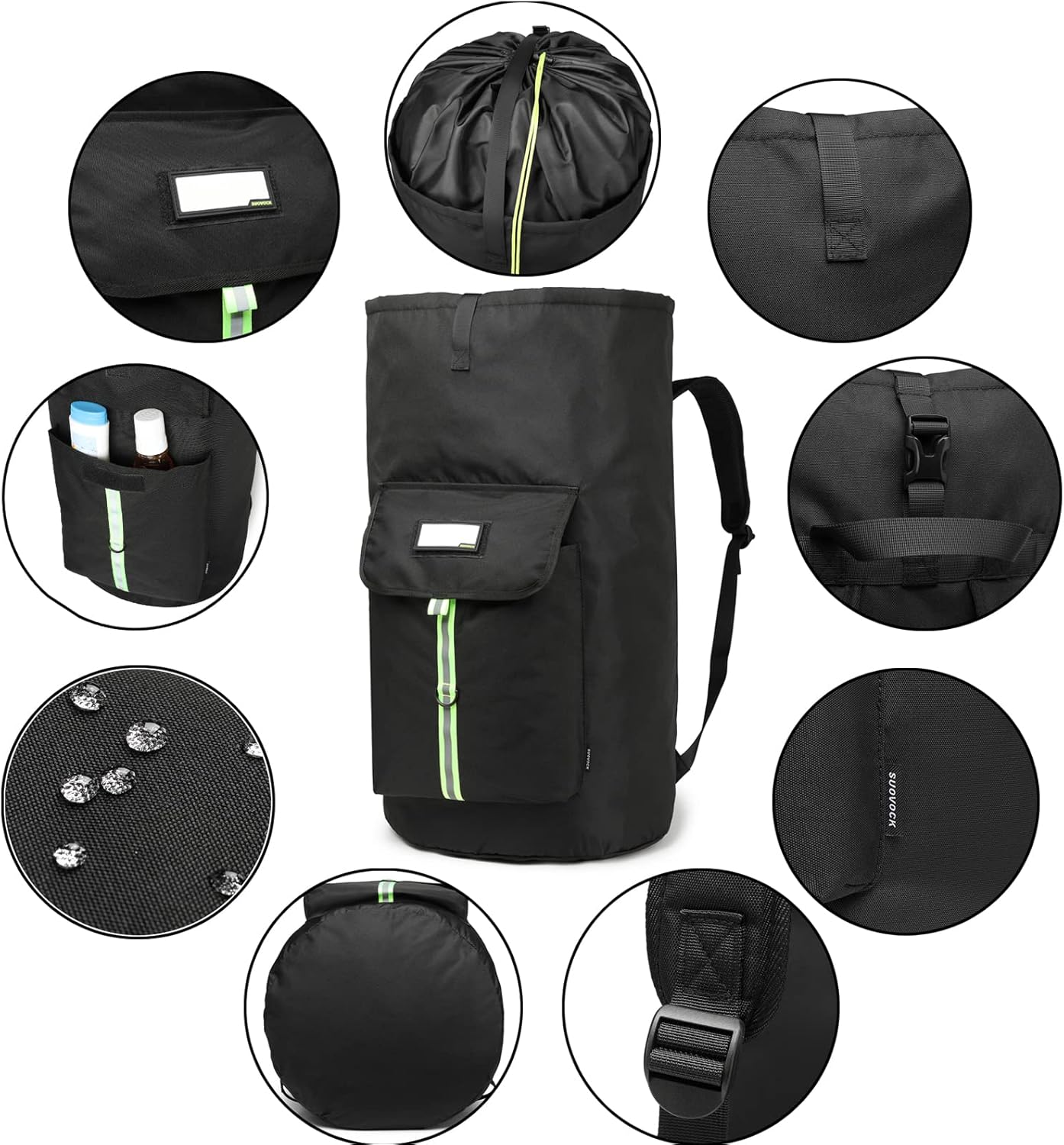 laundry bag backpack,extra-large heavy duty laundry bags,laundry backpack for college students,drawstring closure (Black Laundry Backpack Bag)