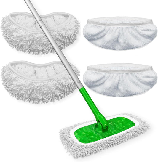 Reusable Microfiber Mop Pads Washable Wet Pads Compatible with Refills for Swiffer Sweeper Wet & Dry Sweeping Cloths Mop Head Replacement for Household Cleaning
