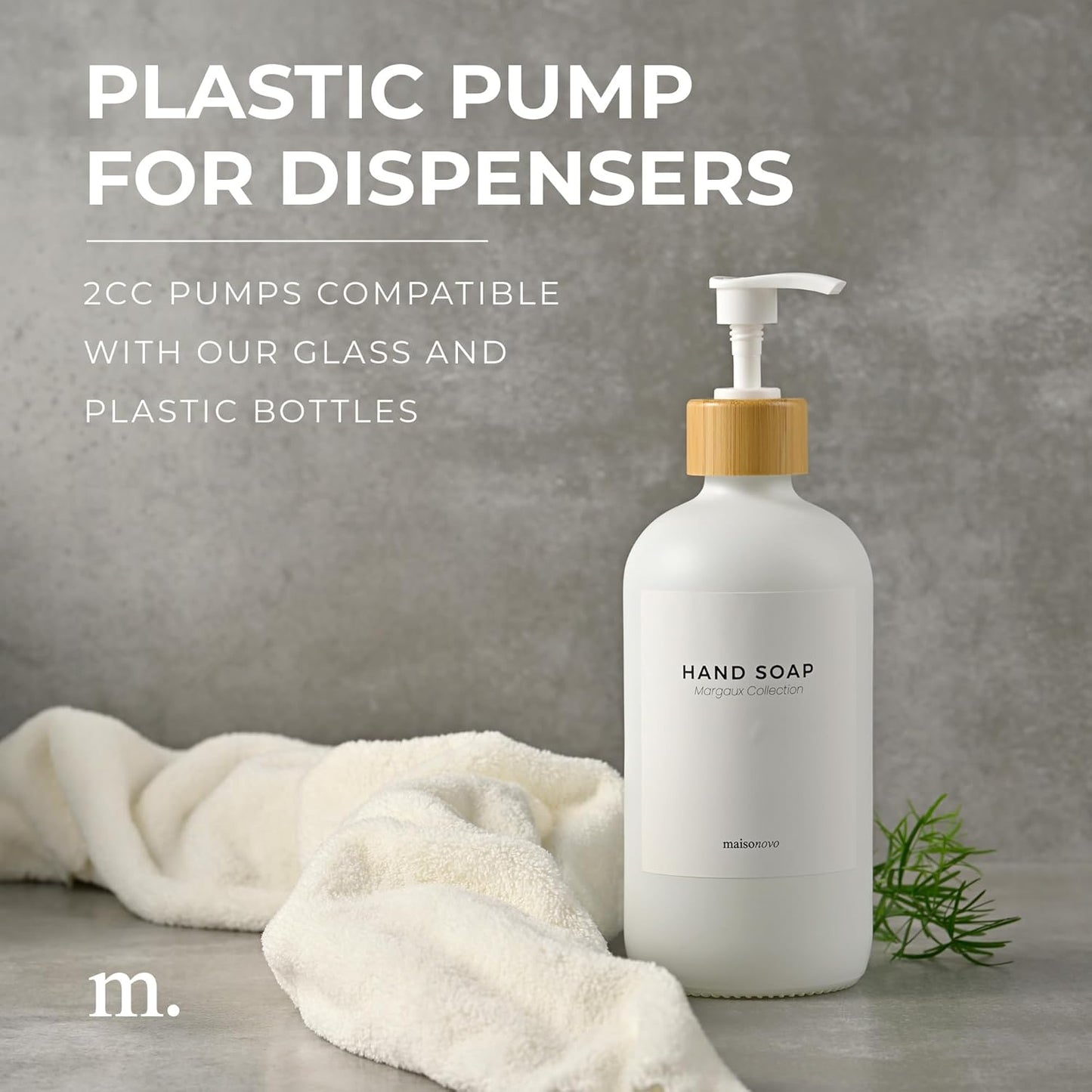 MaisoNovo Soap Pump Replacement - 2X White Bamboo Pumps - Pump Dispenser - Soap Dispenser Pump Replacement - Stainless Steel Soap Pump - Pump for Soap Dispenser