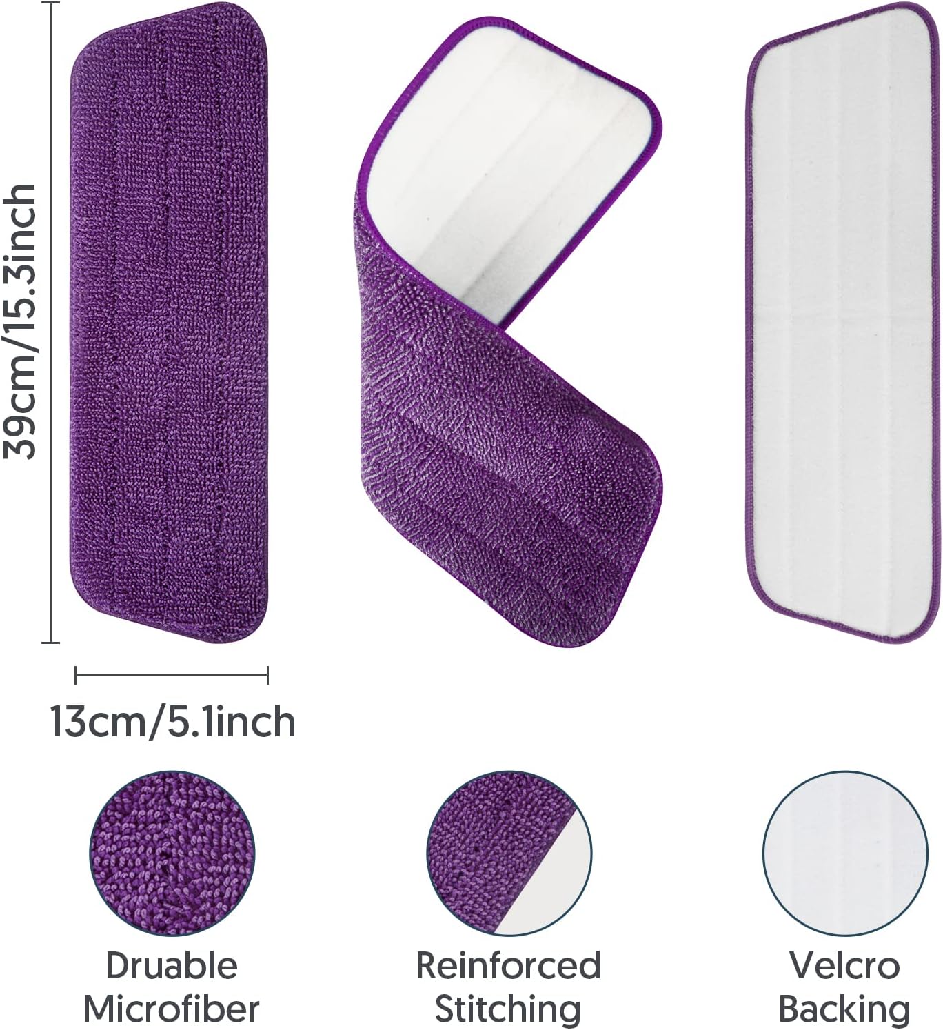 7 Count Reusable Microfiber Mop Pads for Swiffer PowerMop - MEXERRIS Microfiber Wet Pads Refills PowerMop Pads Machine Washable Hard Wood Floor Mop Pads Replacement for 13''-15'' Spray Wet Mops