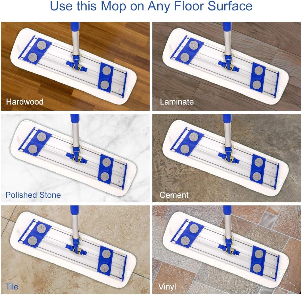 Arkwright Spray Mop Replacement Pads - (Case of 120) Bulk Microfiber Flat Dry and Wet Refill Mop Pads Floor Cleaning, Compatible with Bona and Rubbermaid, Fits All Mop Heads, 13 in, Blue