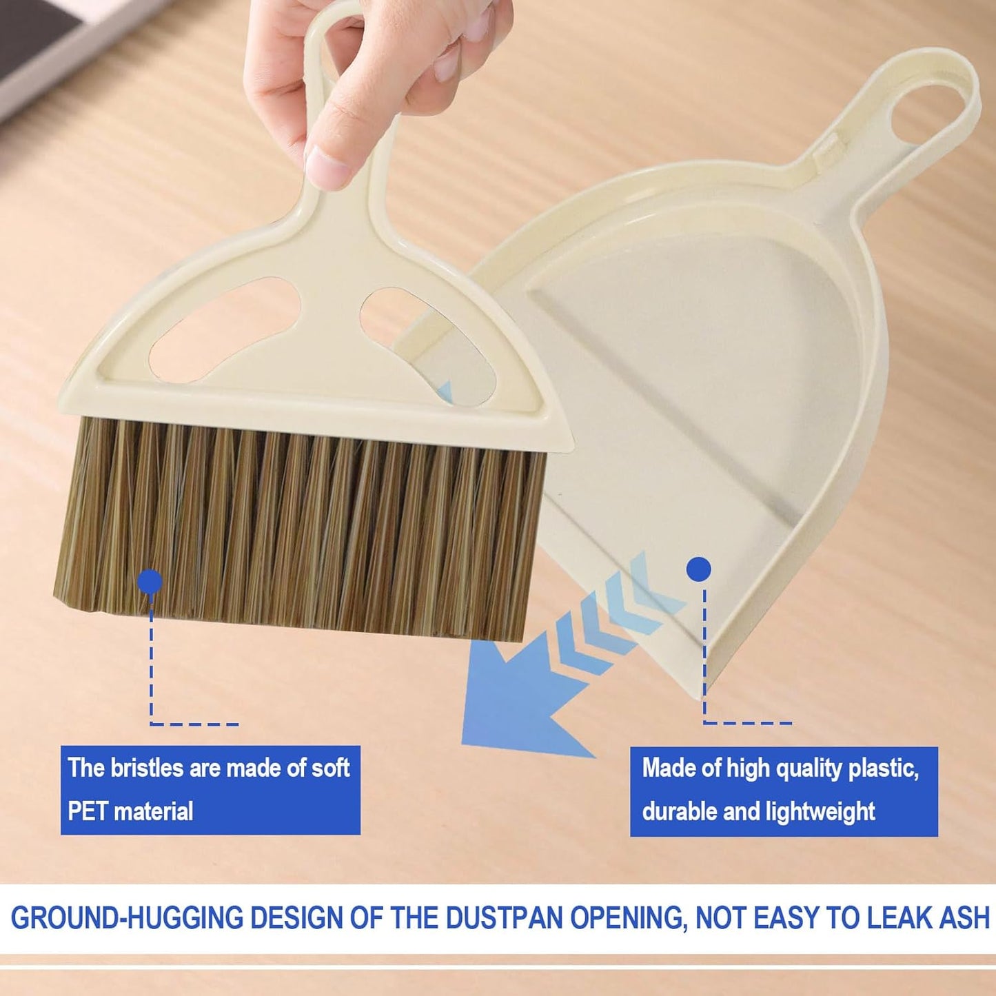 Mini Broom and Dustpan Set Hand Broom with Dustpan Portable Housekeeping Cleaning Tools for Desk,Counter,Sofa,Kitchen,Office,Nest (Off White)