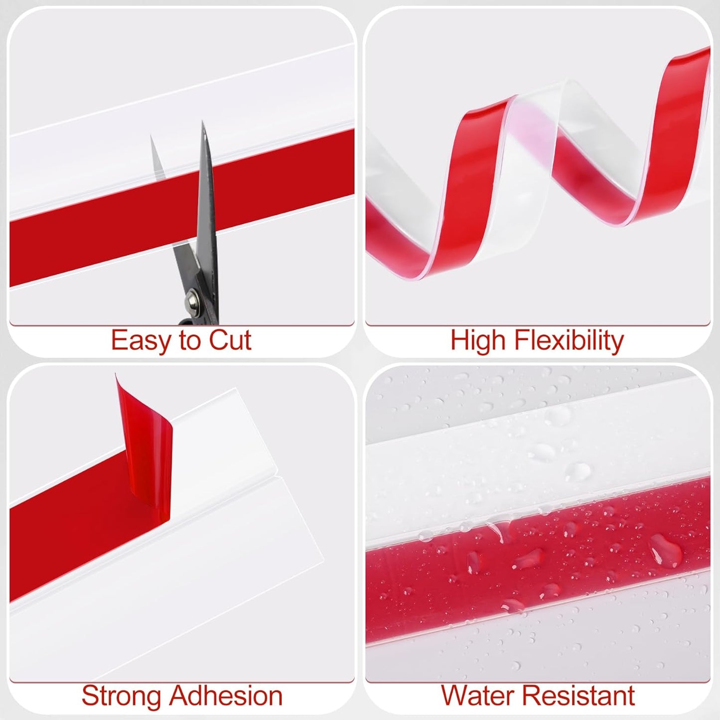 MYFAMIREA Door Weather Stripping 2IN (W) x 10FT (L) Door Draft Stopper Seal Tape Silicone Seal Strip Self Adhesive Shower Sweep Insulation Tape Side Bottom Strip for Sliding Glass Window Gap, Clear