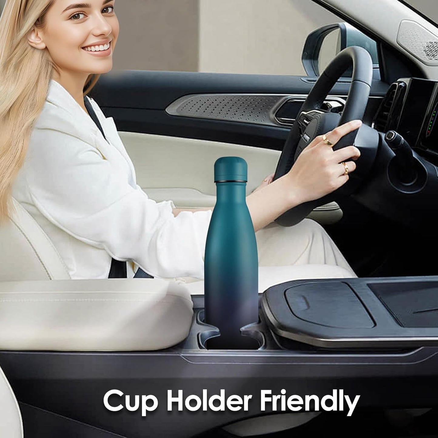 17oz Cola-Bottle Shaped Stainless Steel Leak-proof Water Bottle,Double Wall Vacuum Insulated Metal,Travel Mug For Sports Indoors & Outdoors,BPA-Free Kids Flasks,Dark Night(1Pack)