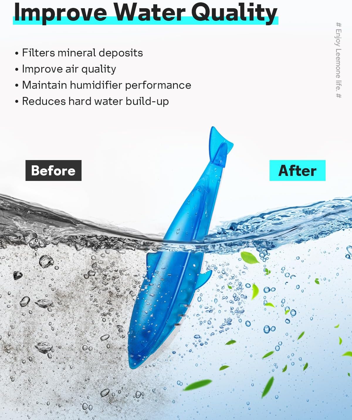 Leemone Humidifier Cleaner Shark, Demineralization Float Shark Compatible with All Humidifier and Fish Tank(6Pack)
