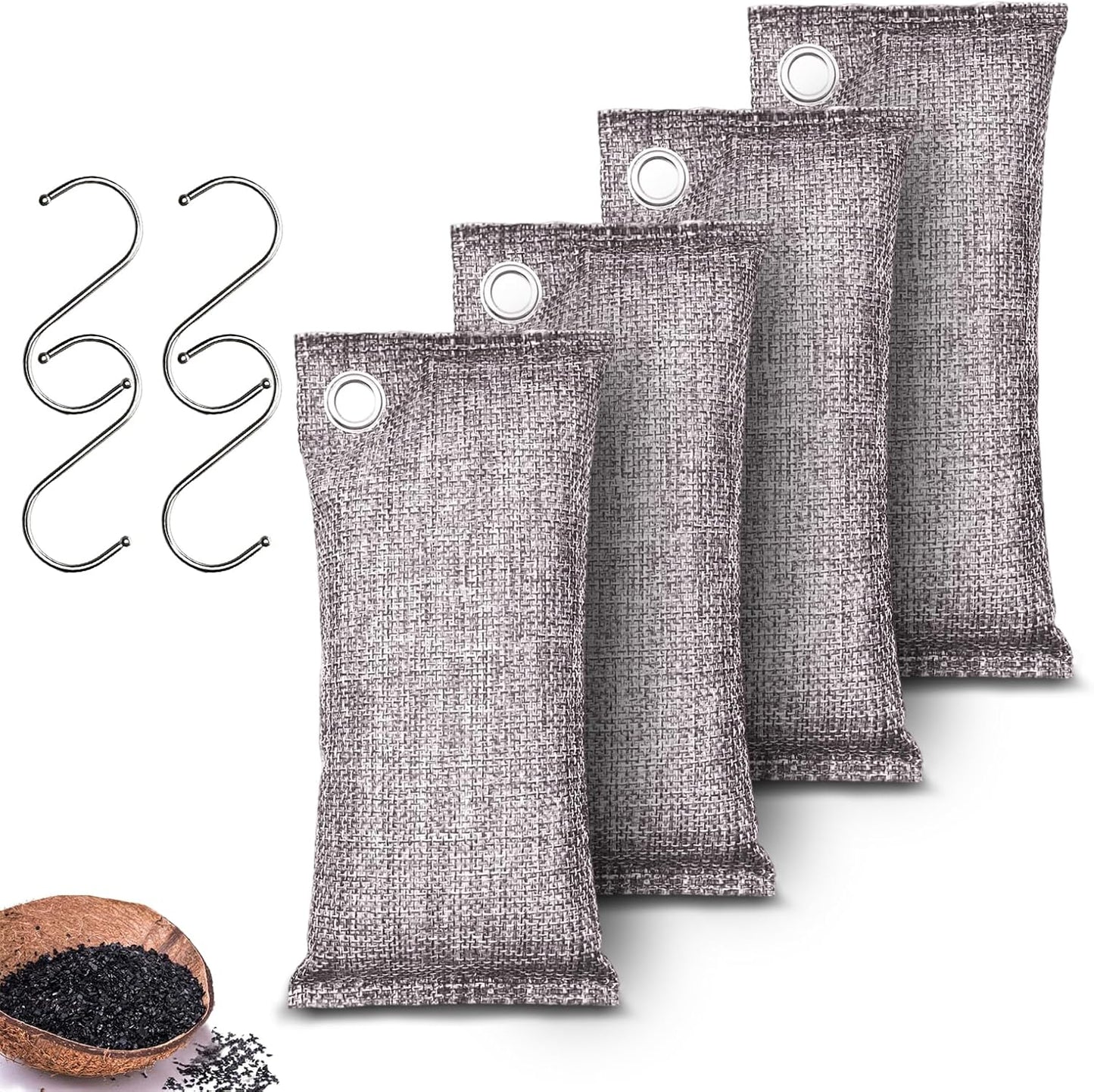 Activated Charcoal Odor Absorber, Odor Eliminator for Strong Odor,Coconut Shell Charcoal Air Purifying Bags for Home Car Closet Pet, Smoke Room Deodorizer