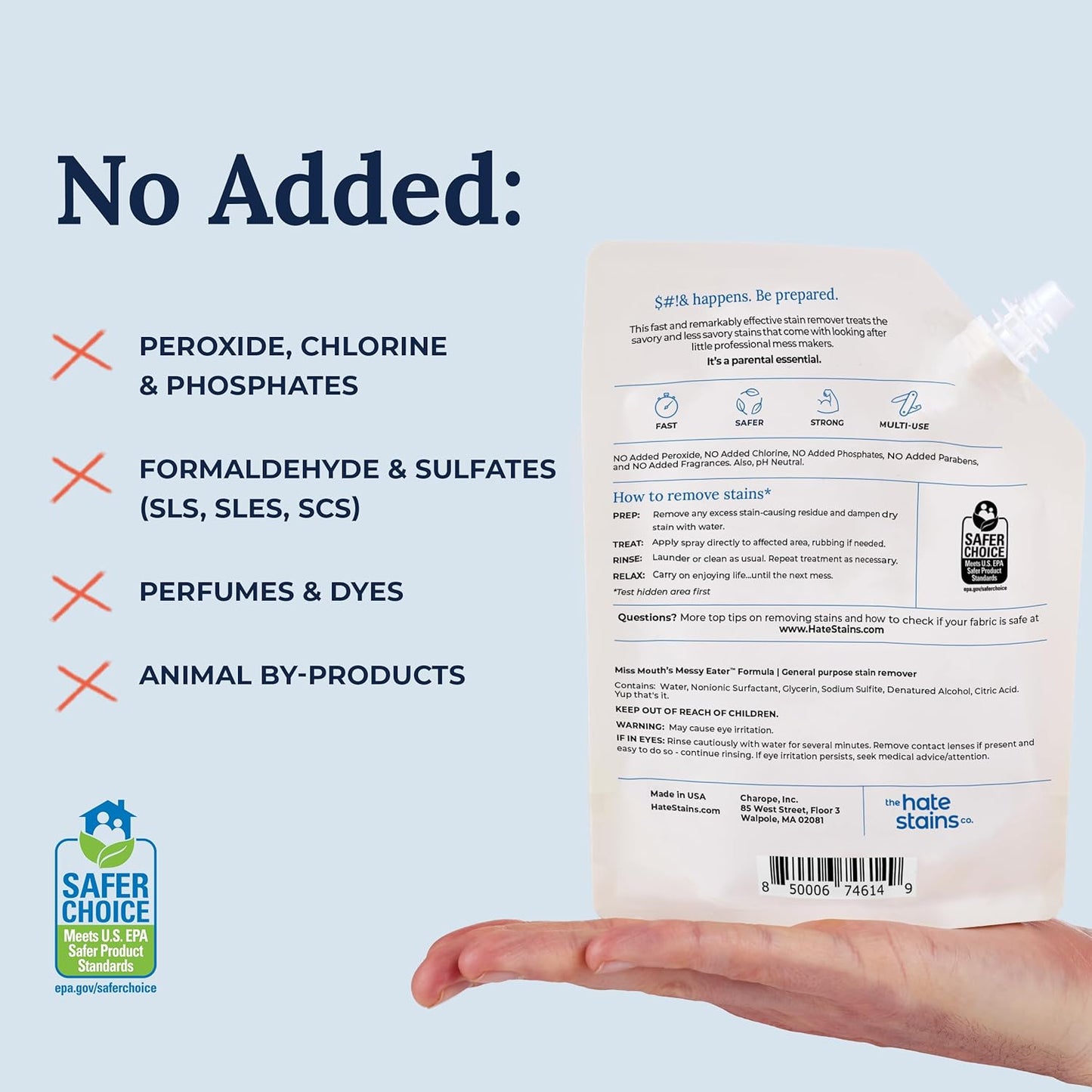 Miss Mouth's Messy Eater Stain Treater - 16oz Refill - Newborn & Baby Essentials - No Dry Cleaning Food, Grease, Coffee Off Laundry, Underwear, Fabric