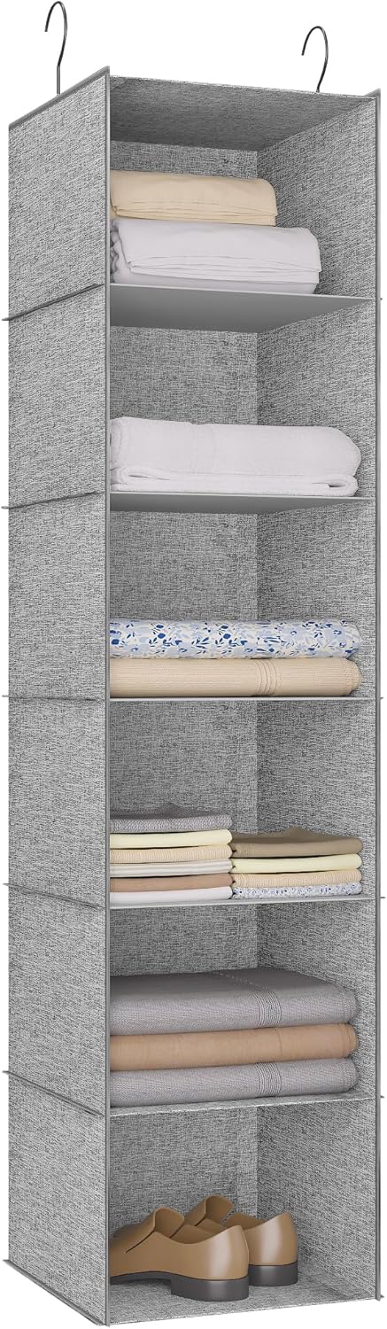 6-Shelf Hanging Storage Closet Organizer, Linen Rv Storage and Organization for Wardrobe, Inside, Camper Accessories, Nursery, Baby Room