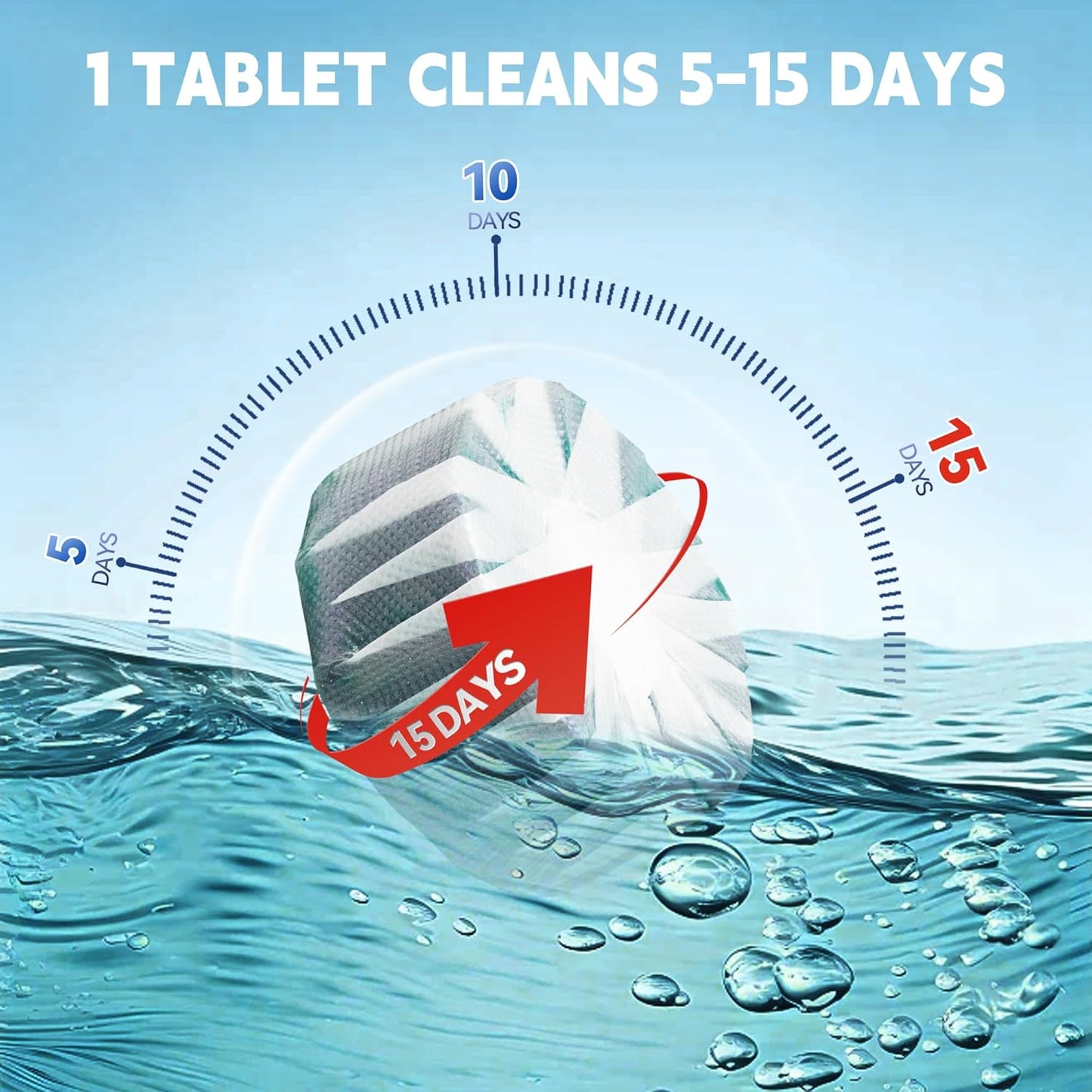 Toilet Bowl Cleaner Tablets, Automatic Toilet Bowl Cleaners, Long-Lasting Toilet Tabs Drop in Tank for Deodorizing & Descaling, Green, 6 Packs