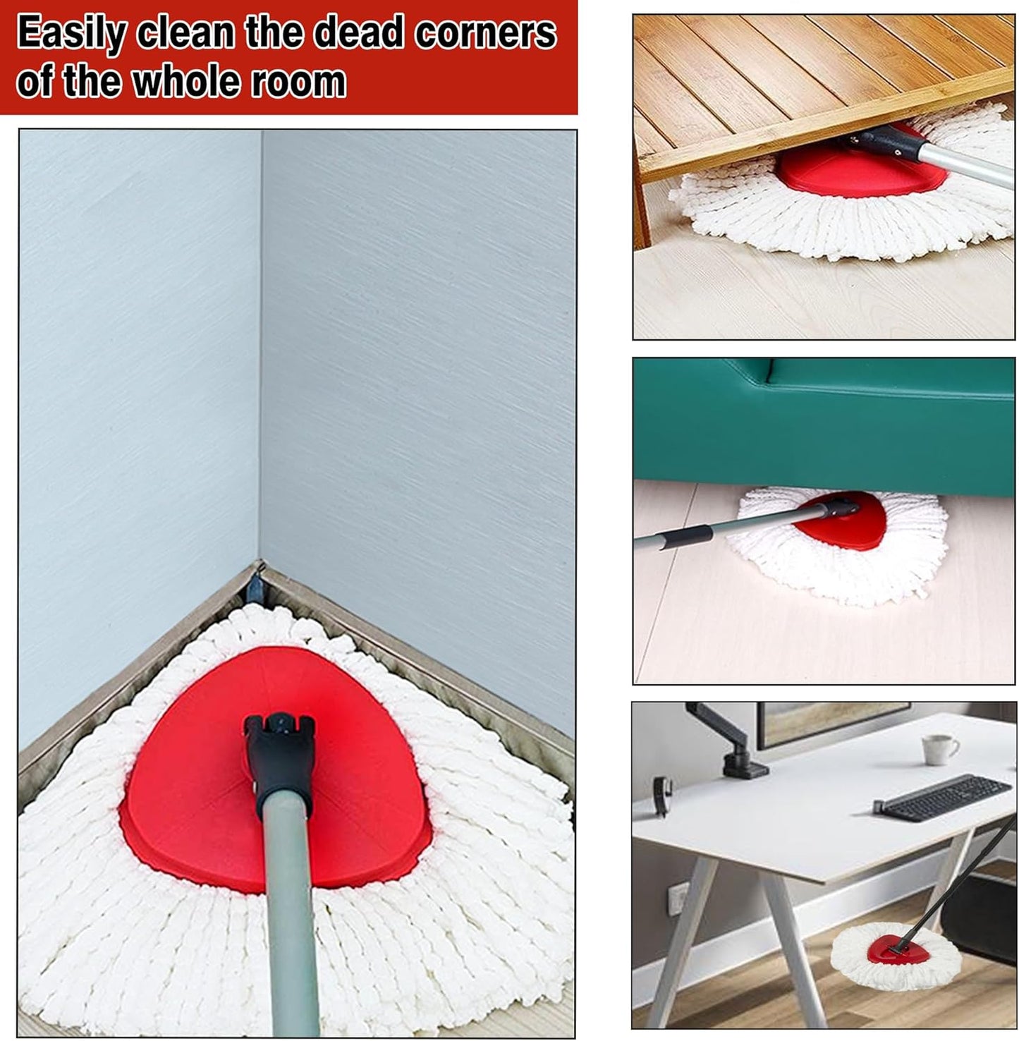 3 Pack White Spin Mop Replacement Heads, Mop Head Replacement 100% Microfiber, Deep Cleaning, Spin Mop Refill Replacement Head Compatible with 1-Tank System