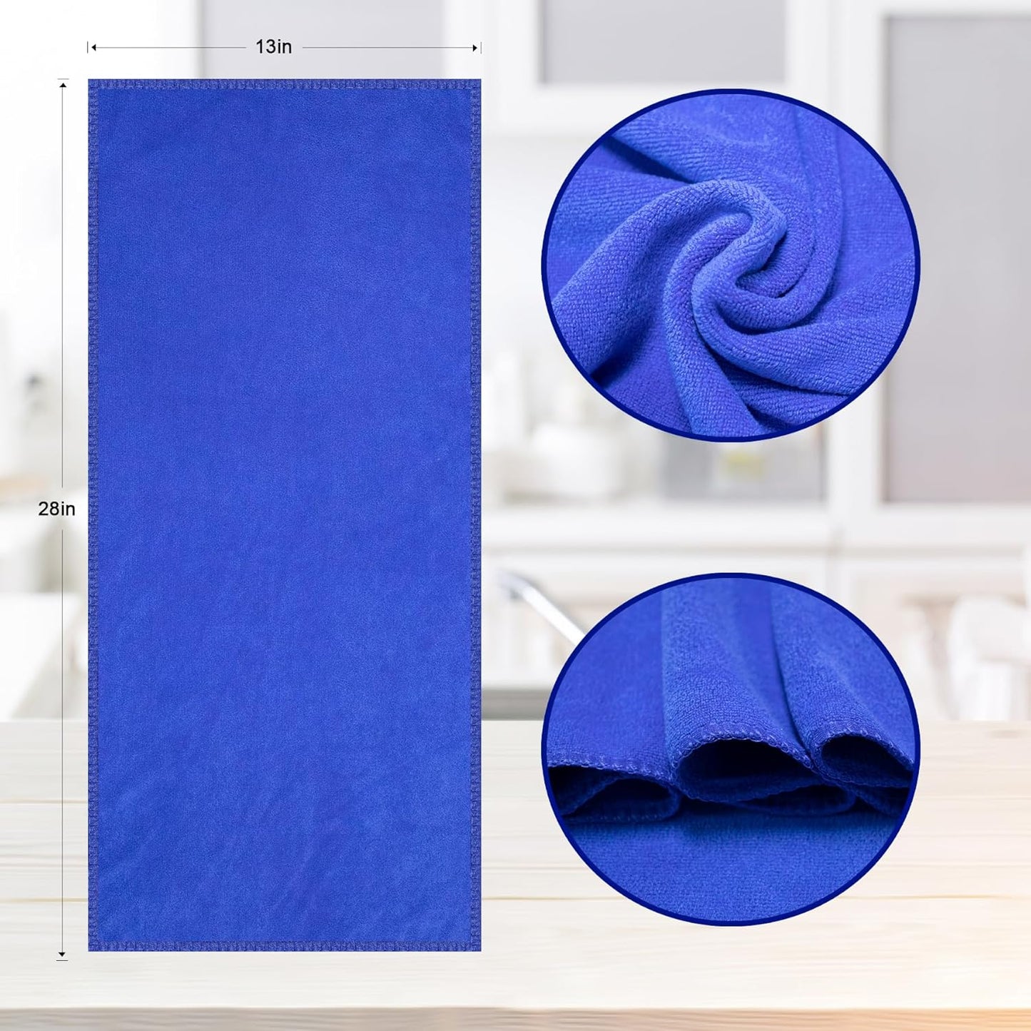 kimteny 13x28 Inches Kitchen Cloth Dish Towels, 400 GSM Premium Dishcloths, Super Absorbent Coral Velvet Microfiber Cleaning Cloths, Fast Drying Rags for Washing Dishes (8 Pack, Blue)