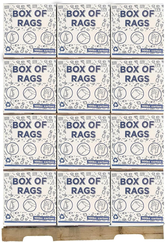 Premium White Knit (600 lbs. Pallet - 60x10 lbs. Box of Rags) Cotton T-Shirt Cloth Wiping Rags - Shop Cleaning Tshirt Cloths, Staining & Finishing Rag for Auto, Grease, Paint & Wood