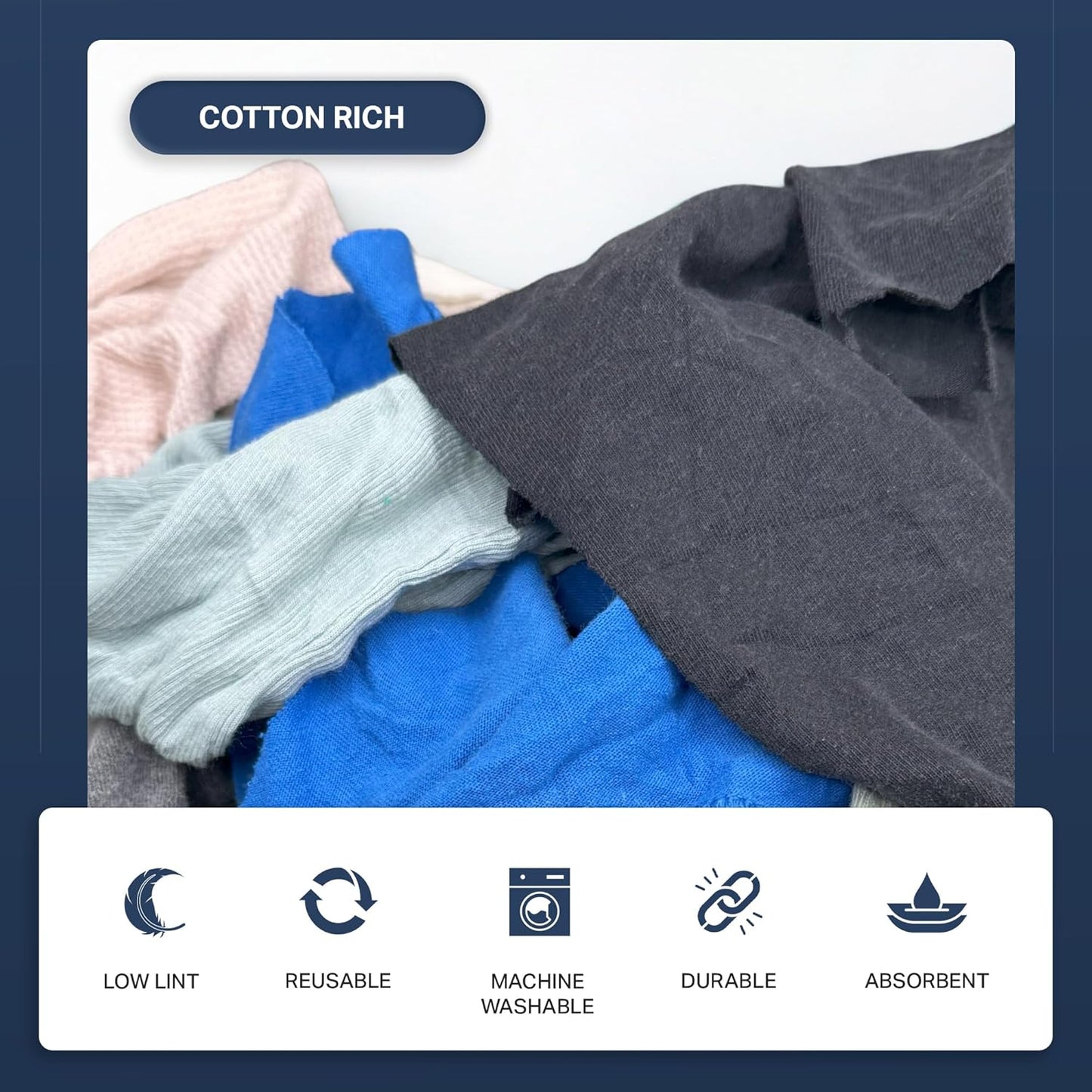 Angel-in-Armor Colored T-Shirt Rags – 5lb Box of Recycled Cotton Knit Shop Rags – Low Lint Cleaning Cloths for Mechanics, Oil Changes, Industrial and Commercial Use