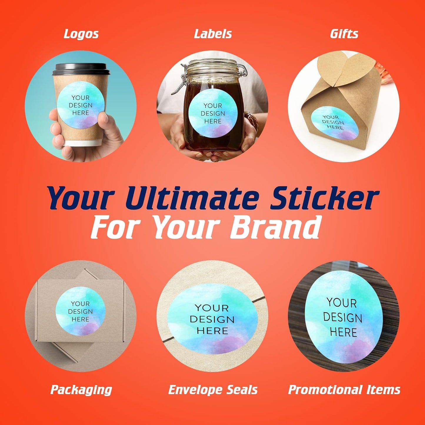 100 Custom Vinyl Stickers - Upload Your own Image, Text, Design, Logo - Personalized Logo Labels for Handmade, Packaging, Bottle, Jars, Candle, Brand Stickers (Sky Blue, 5x5)