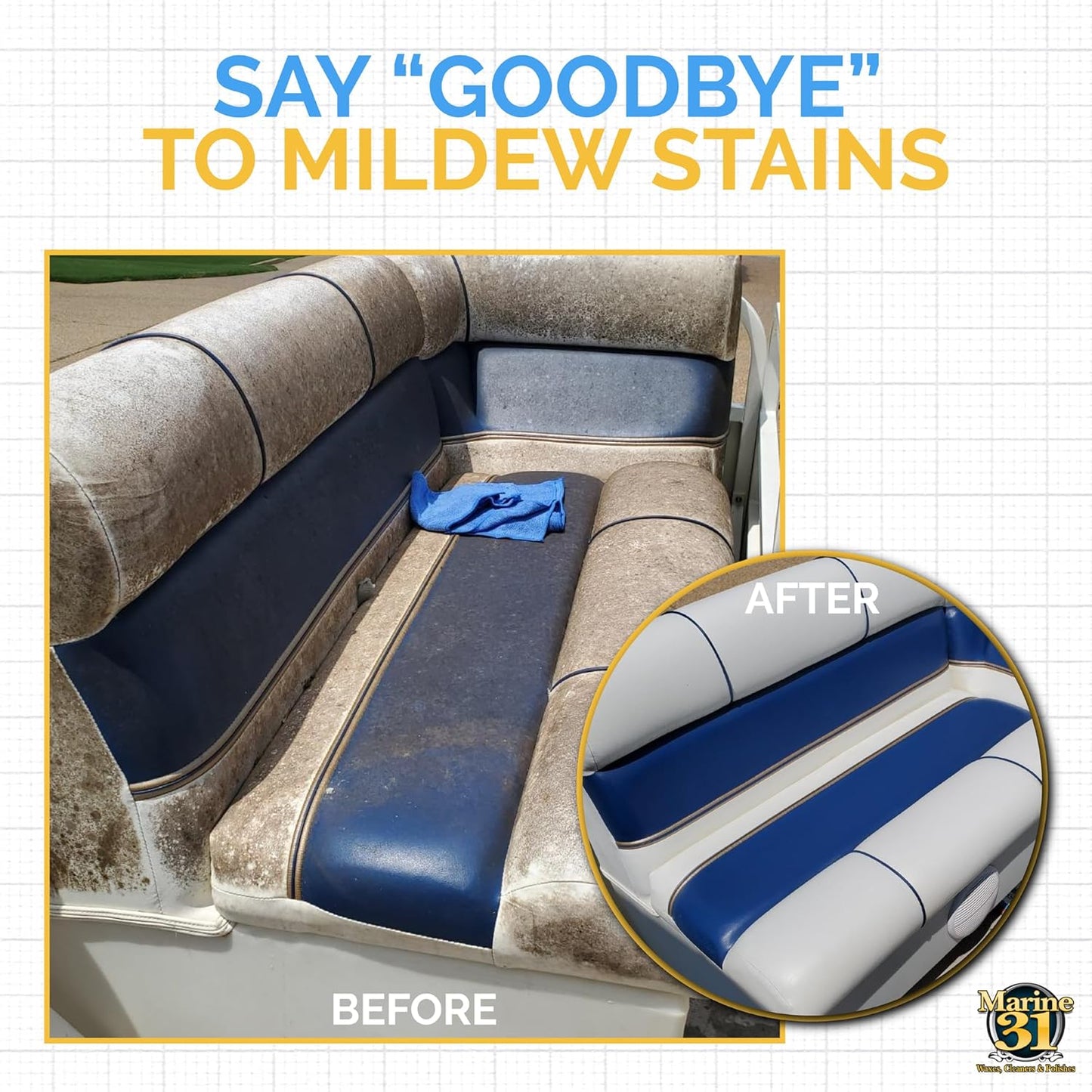 Marine 31 Mildew Stain Remover & Cleaner | Removes Stains from Boats, Homes, Patios, Bathrooms & Showers | Effective Mold & Mildew Cleaner | M31-370X2 | 20oz (2-Pack)