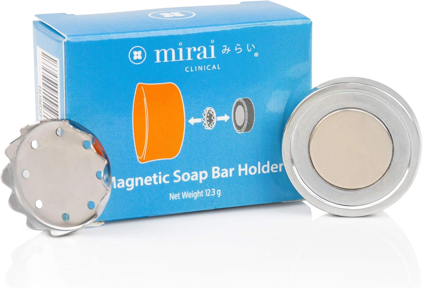 Mirai Clinical Magnetic Soap Holder for Shower Wall - Stainless Steel Savers for Bar Soap - Easy Clean Magnetic Soap Bar Holder Self Draining - Wall Mount Soap Tray for Shower Bathroom Kitchen Sink