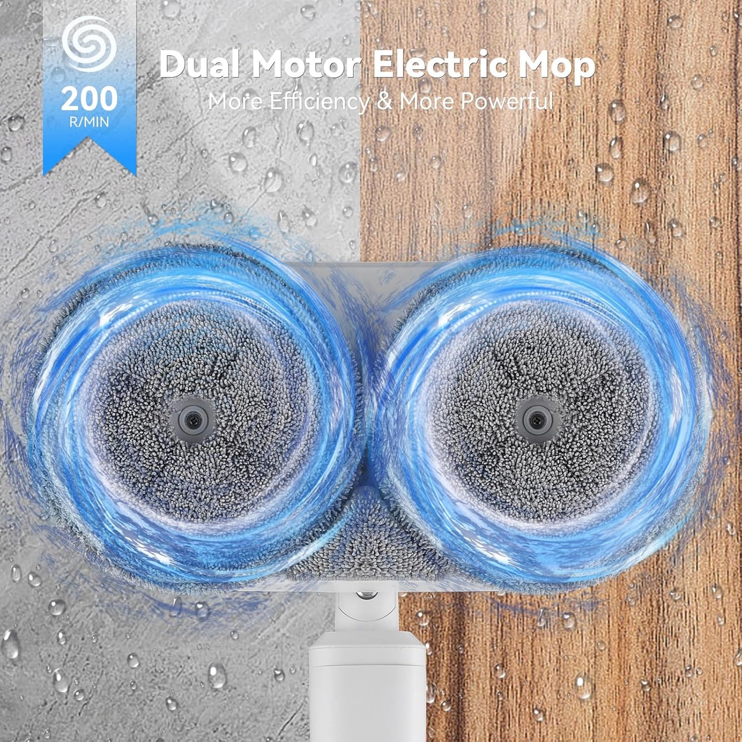 Cordless Electric Mop, Dual Motor Powerful Spin, Cordless Mop with LED Headlight/Water Sprayer, 250ML Large Water Tank Spin, Quiet Cleaning & Waxing-Suitable for Multi-layer Floors