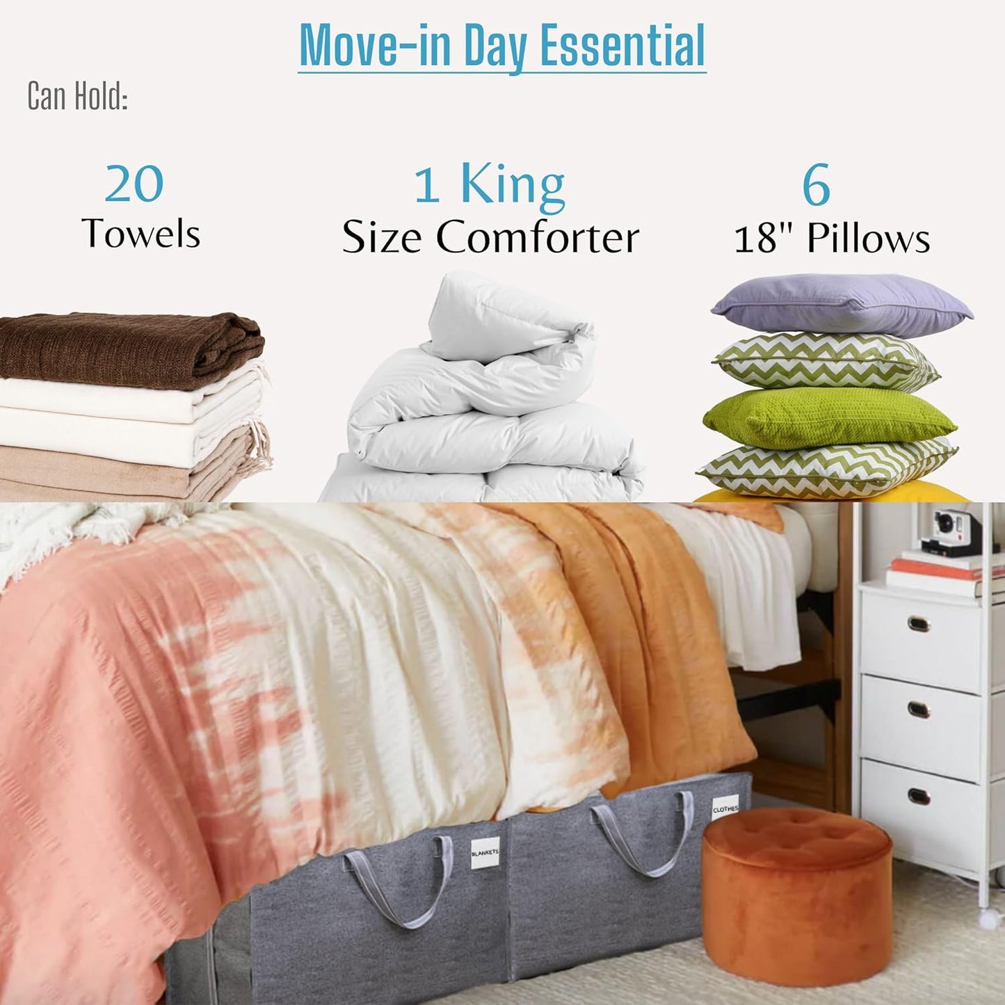 VENO 2 Pack Moving and Storage Bags, Heavy Duty, Alternative to Moving Boxes, Large Packing Totes Supplies for College Dorm Room with Zipper for Clothes, Wide Open Design (Dark Gray, 2 Pack)