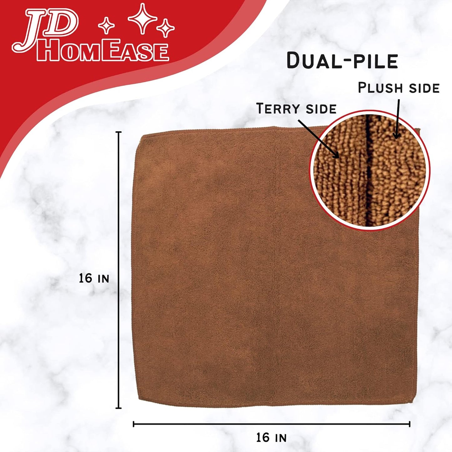 Microfiber Cleaning Cloths, 240 Pack, 16"x16", All-Purpose, Softer, Highly Absorbent, Lint-Free, Reusable, Washable Pro Towels, Brown, for House, Kitchen, Bathroom, Car, Office