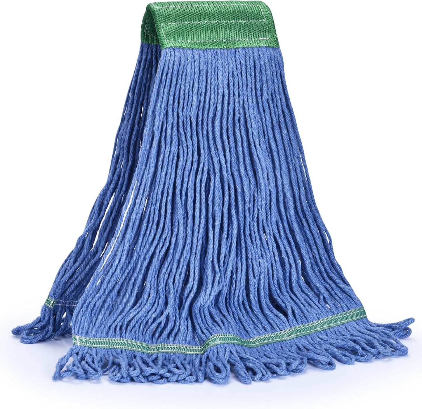 Matthew Cleaning Commercial Mop Head Replacement, 5 Inch Wide Headband, Looped End Cotton Blend String Wet Mops for Floor Cleaning, 28 oz Extra Large, 1-Pack Blue