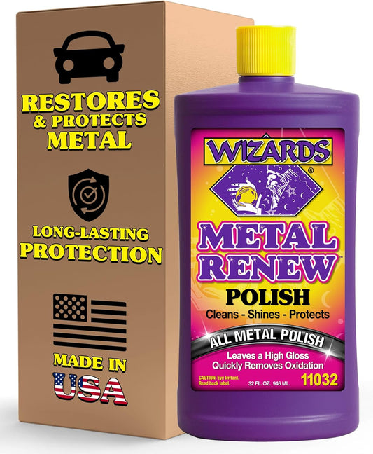 Wizards Metal Polish Cream Metal Renew - Cleans, Shines and Protects All Metals - Cream Fast-Cut Polish and Stainless Steel Cleaner - High Gloss Metal Polish - 32 oz