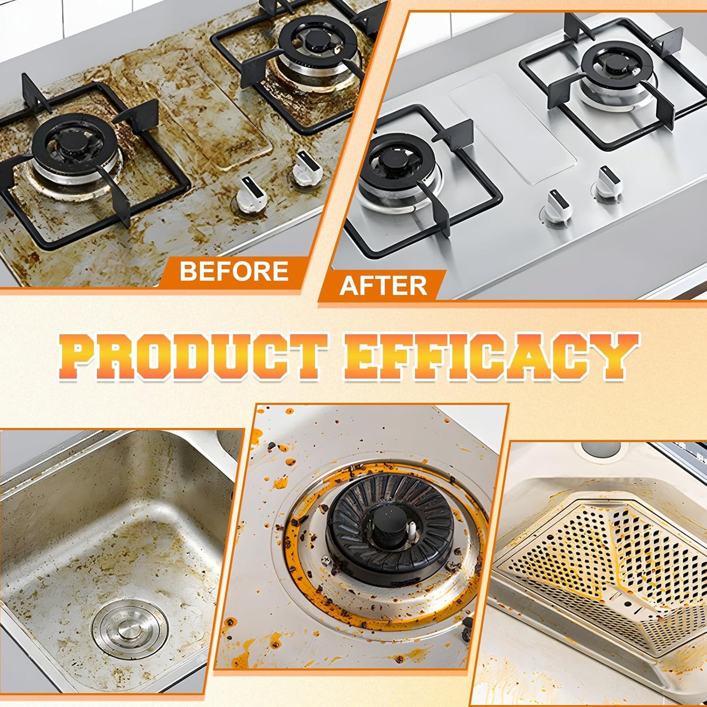 Multi-Purpose Powerful Cleaner for Kitchen,Heavy Kitchen Duty Degreaser,3 In 1 Stainless Coconut Oil Cleaning Paste,All-Purpose Cleaner Removes Stains