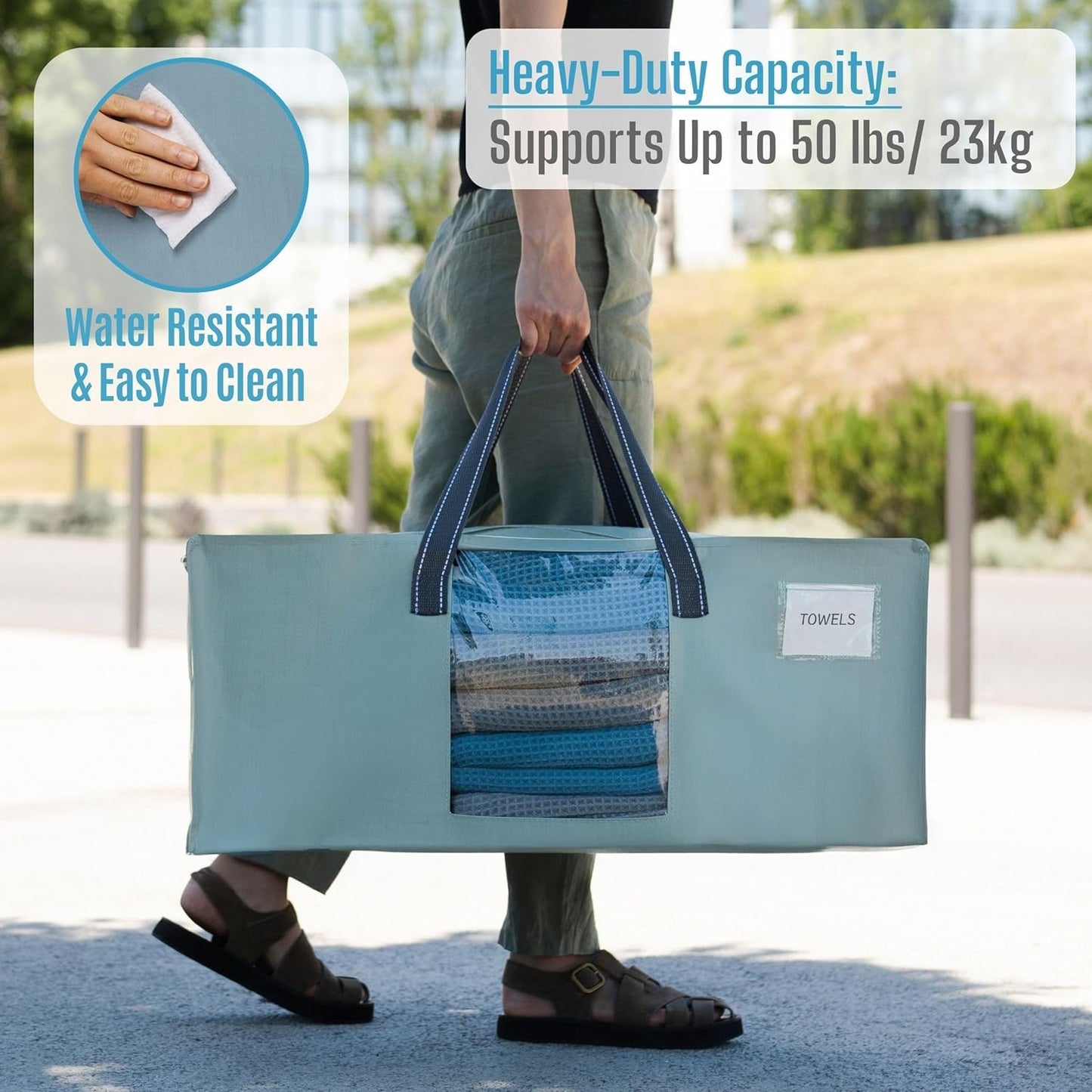 VENO 8 Pack Moving Bags for College, Heavy-Duty Storage Totes, Moving Boxes and Wardrobe Packing Supplies Alternative - Extra Large Durable Laundry Bags for Clothes (Light Blue Matte, 8 Pack)