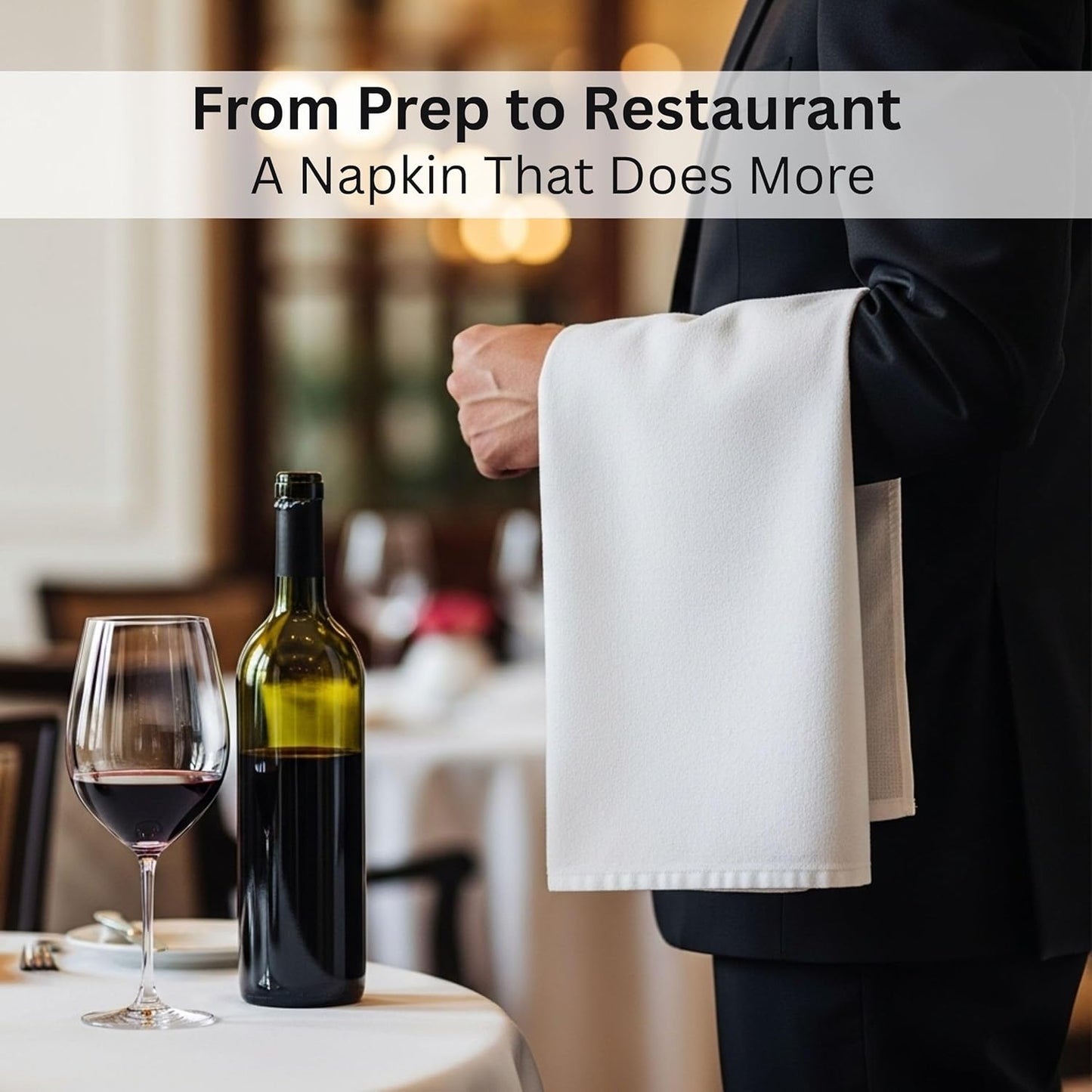 WHITEWRAP Flour Sack Towels 100% Cotton Dish Towel Reusable Baking Cloth for Bread Dough, Baguettes, Ciabatta, Machine Washable, Kitchen Towels for Cleaning – Set of 12 (18"x18") - White