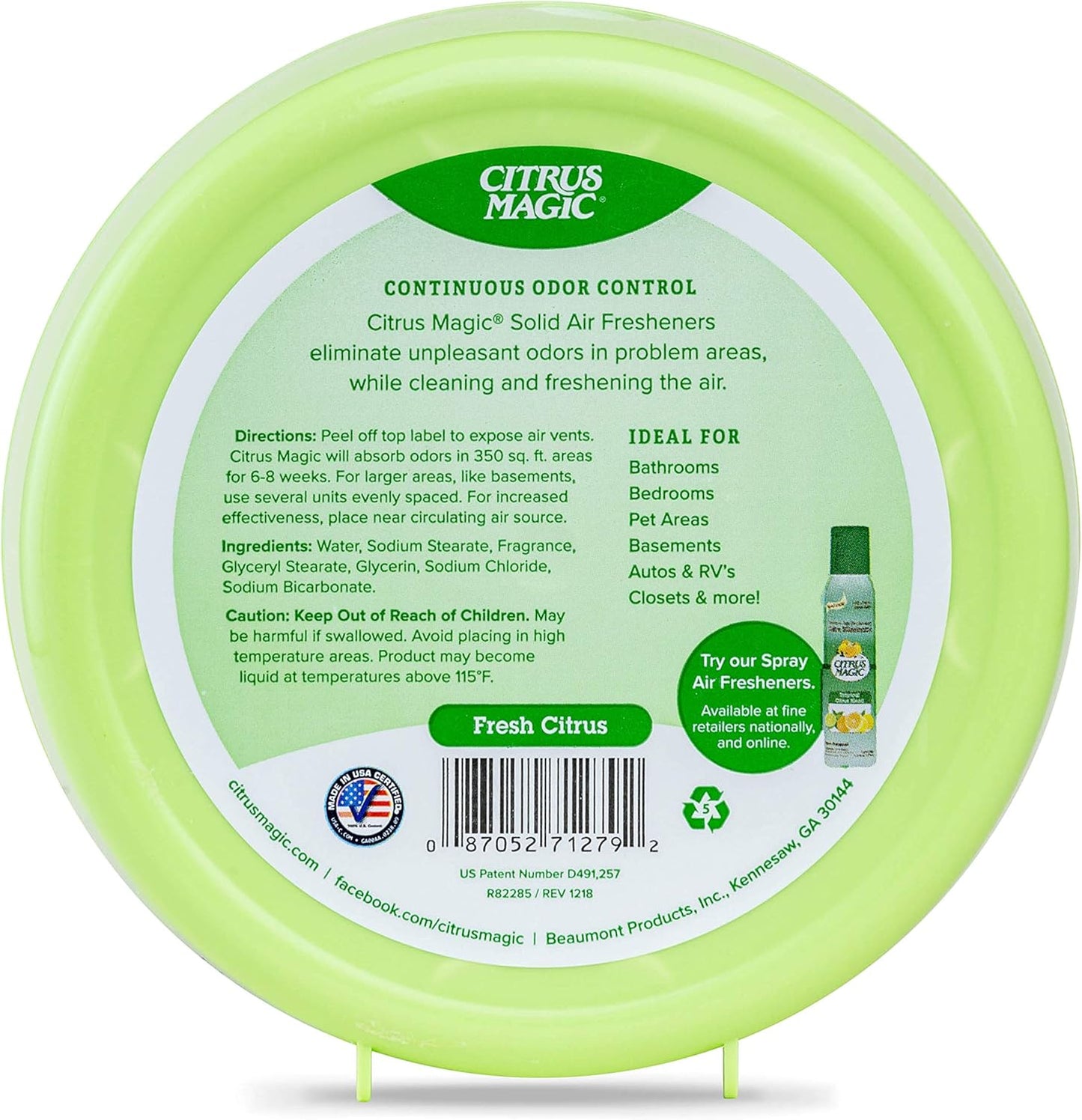 Citrus Magic Odor Absorbing Solid Air Freshener, Fresh Citrus, 8-Ounce, Pack of 3