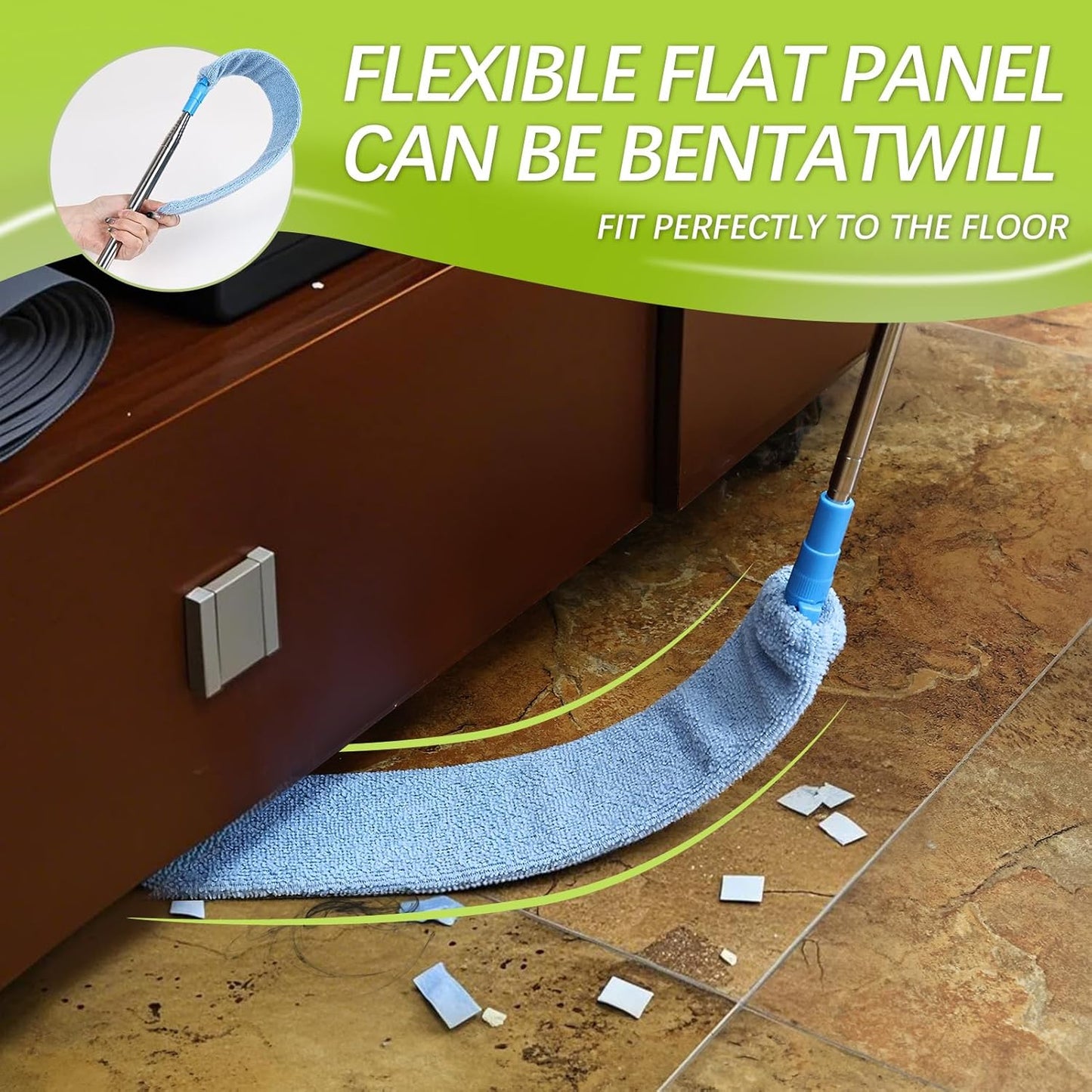 4PCS Microfiber Duster Kit, 3 in 1 Microfiber Dusters Retractable Gap Dust Cleaner and Chenille Duster with 83 inches Extra Long Extension Pole for Cleaning Ceiling Fan, High Ceiling