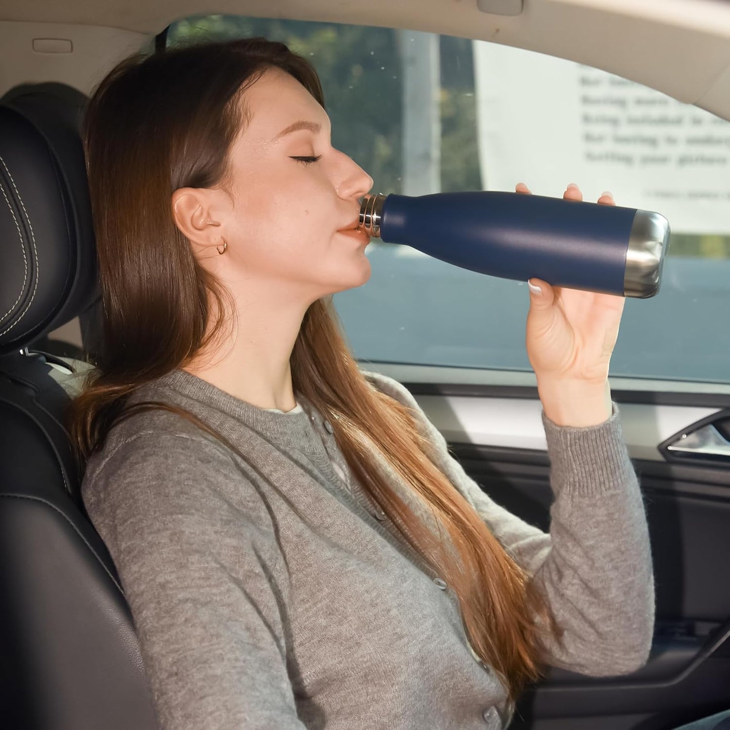 MEWAY 17oz Sport Water Bottle 4 Pack Vacuum Insulated Stainless Steel Leak-Proof Double Wall Cola Shape Water Bottle,Keep Drinks Hot & Cold(Navy,4 Pack)