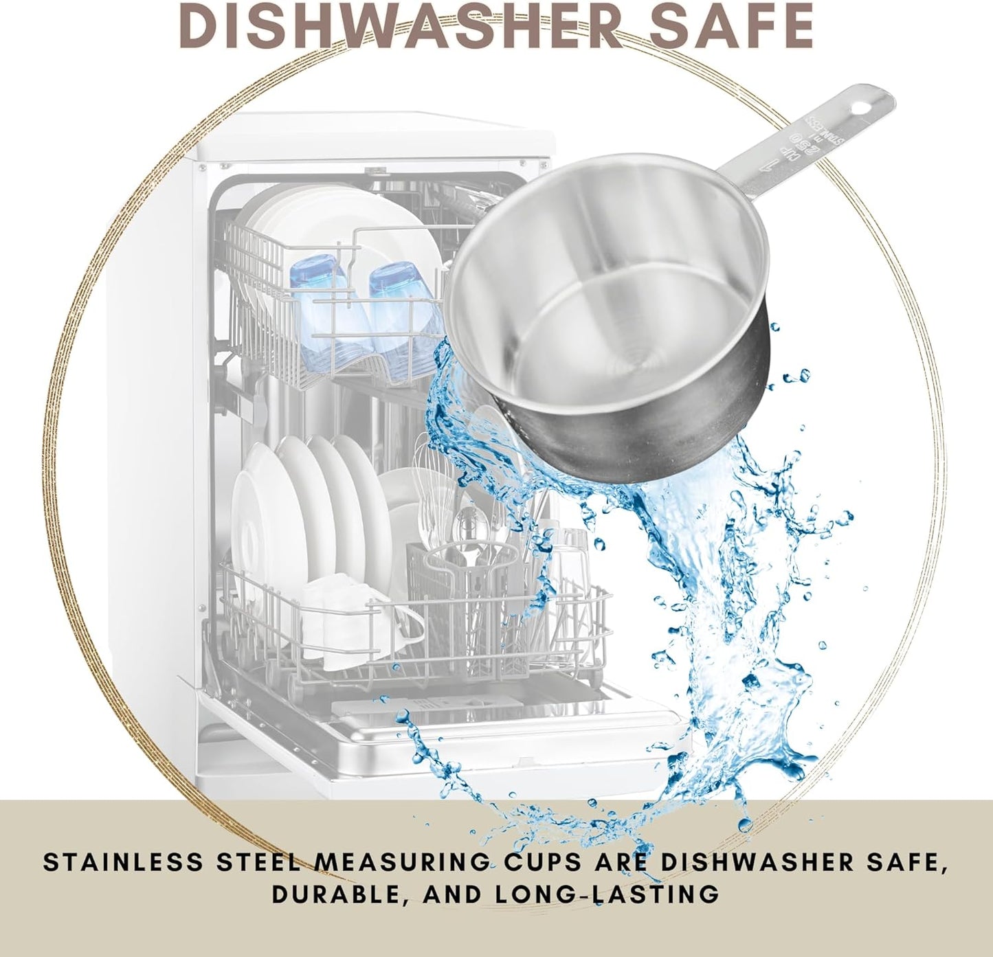 1 Cup Stainless Steel Measuring Cup | Sturdy Metal 250 ml | 240 cc | 8 oz | Single Cup for Wet and Dry Ingredients | Great for use as 1 Cup Dog Food Scoop - 1 PK