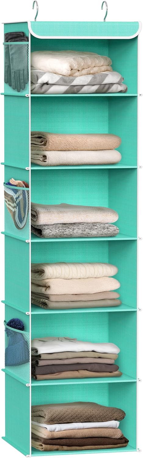 Simple Houseware 6 Shelf Hanging Closet Organizer, Turquoise