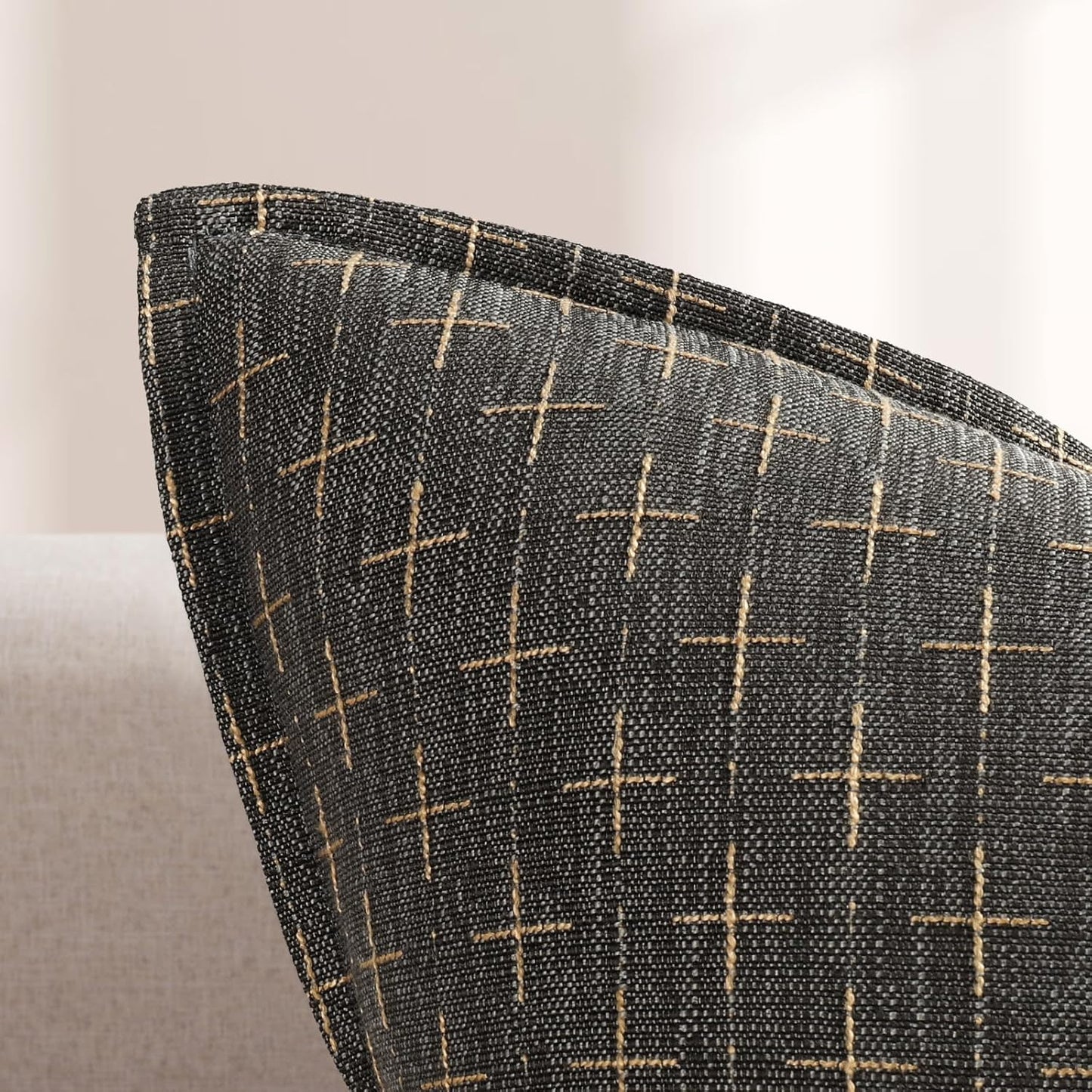 ZWJD 12x20 Pillow Covers Set of 2 Soft Polyester Textured Pillow Covers with Stylish Flange Edge Cozy Farmhouse Throw Pillows for Couch Bed Sofa Living Room