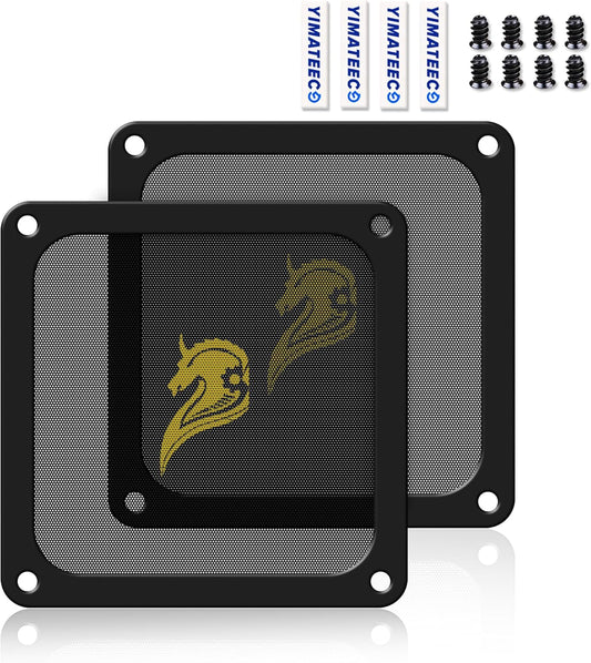 140mm Fan Filter PC Dust Filter Computer Fan Grills Dust Mesh Magnetic Frame PC Case Cover Dustproof PVC 50 Mesh(PVC, Gentleman Aesthetic, 140 * 140mm, 2pcs, Black)