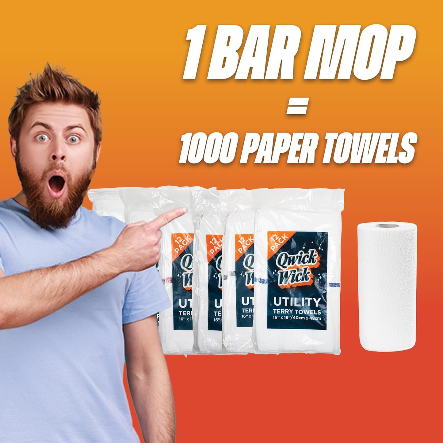 Arkwright Qwick Wick Bar Mop Towels Bulk - (Pallet of 4200) 100% Cotton Quick Dry, Super Absorbent Multipurpose Cleaning Rags for Restaurants, Kitchen, Bathroom, Hotel, 16 x 19 in, Gold Stripe