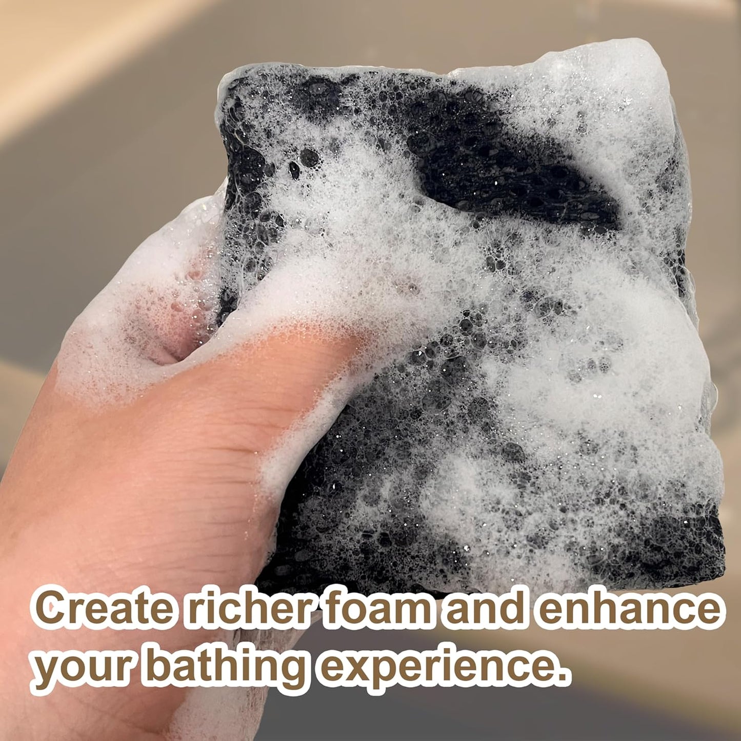 2 Pack Soap Bag Different Roughness Deep and Gentle,Bar Soap Pouch Saver Pocket,Body Scrubber Shower Sponge Loofah,Exfoliating Bath Sponge (Black)
