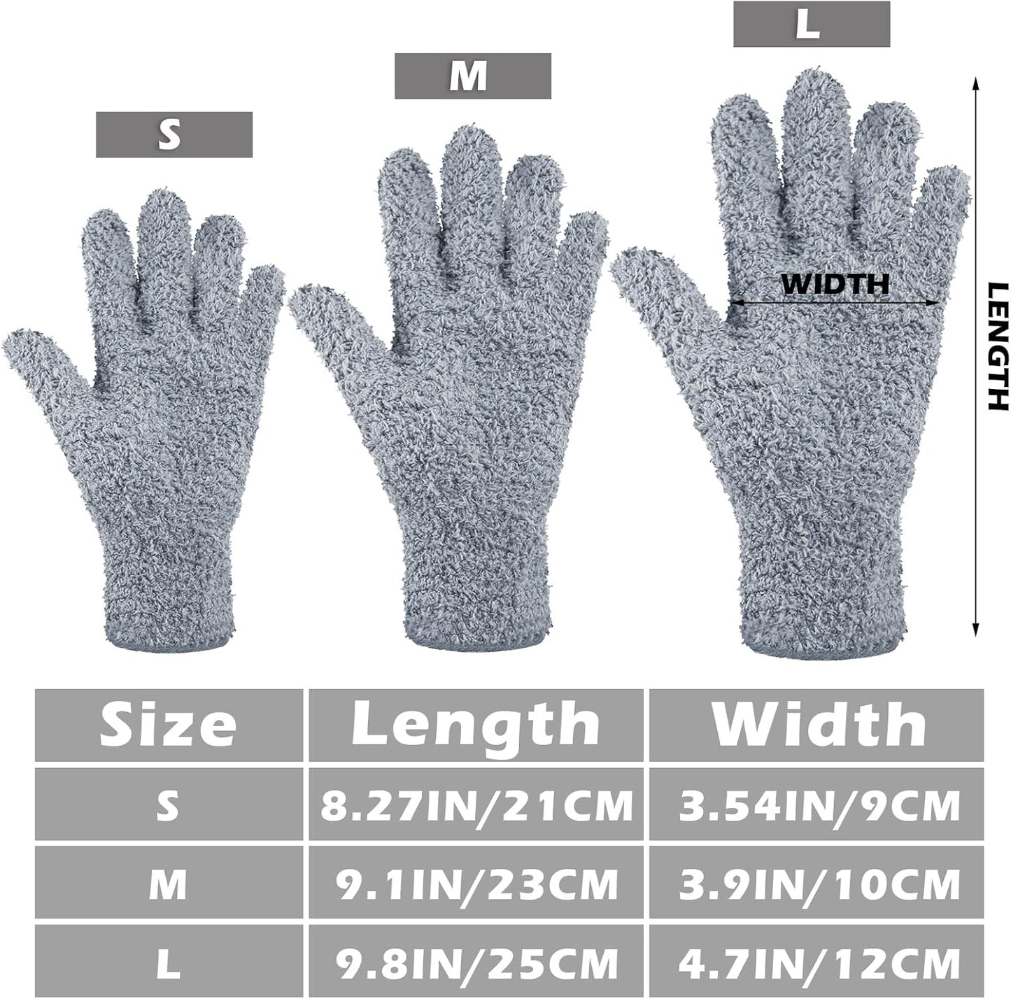 Patelai 3 Pairs Microfiber Plant Dusting Gloves Leaf Cleaning Gloves for Indoor Plants, Blinds, Furniture, House(Large,Black, White, Gray)