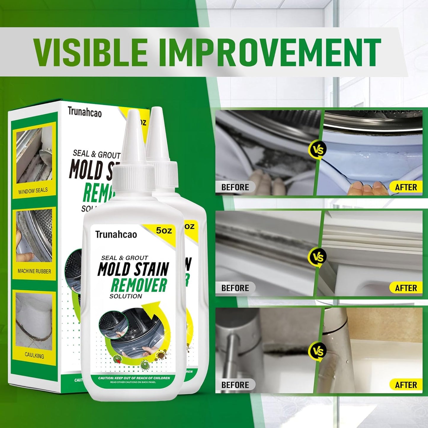 10oz Stain Remover Gel Cleaner, Home Stain Remover Cleaner for Front Loader Washing Machine Black Stain Removal Multi Surface Stain Cleaning Gel for Bathroom Seals, Grout, Shower & Tile,Caulk,Tub