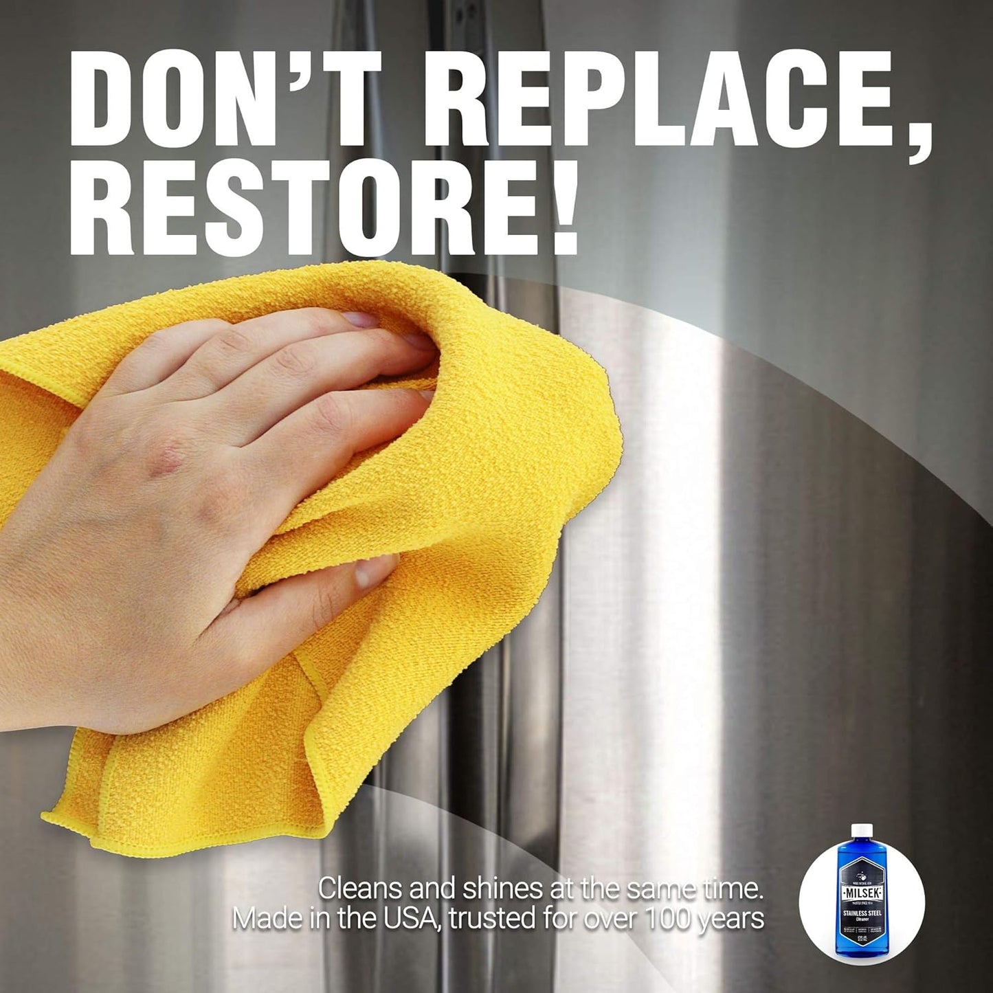 Milsek Stainless Steel Cleaner & Microfiber Cloth, 12-Ounce