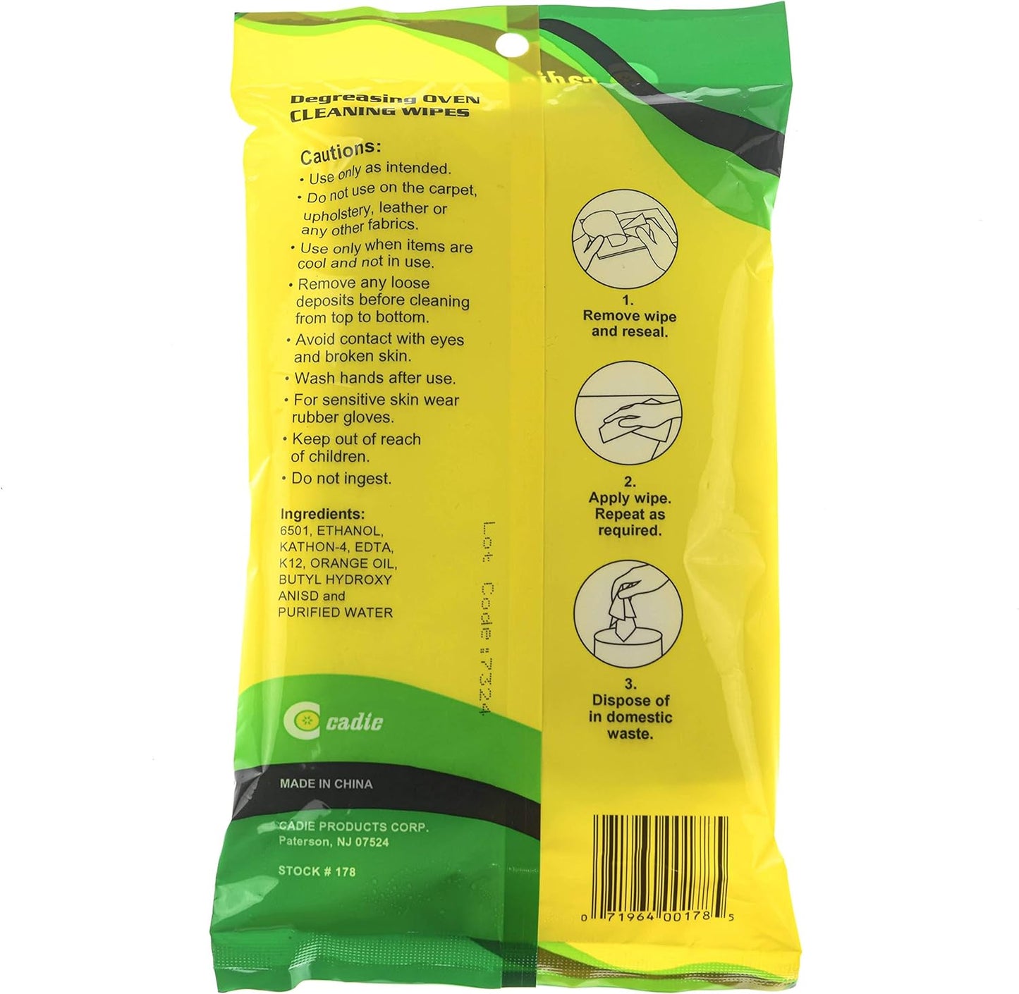 Cadie Degreasing Oven Cleaning Wipes 20 Wipes