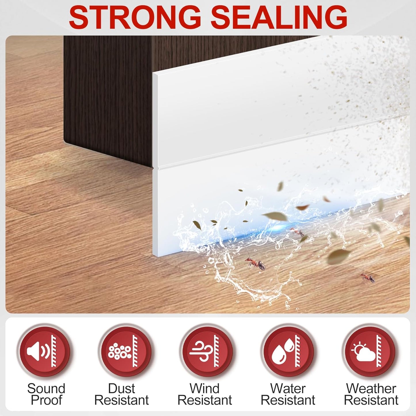 MYFAMIREA Door Weather Stripping 2IN (W) x 20FT (L) Door Draft Stopper Seal Tape Silicone Seal Strip Self Adhesive Shower Sweep Insulation Tape Side Bottom Strip for Sliding Glass Window Gap, White