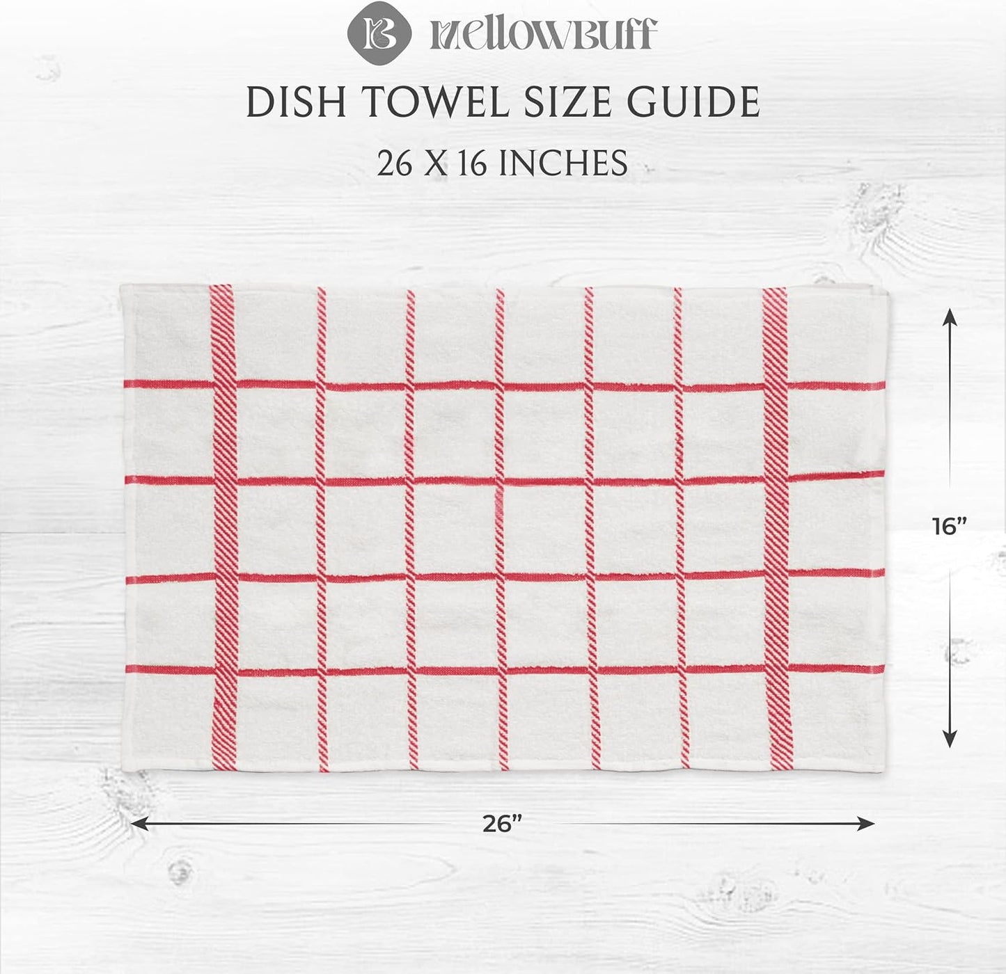 100% Cotton Kitchen Towels and dishcloths Sets, Super Soft & Absorbent, Dish Cloths for Washing Dishes, Dish Towel for Kitchen, 2 RED Dish Towels and 4 RED Dish Cloths