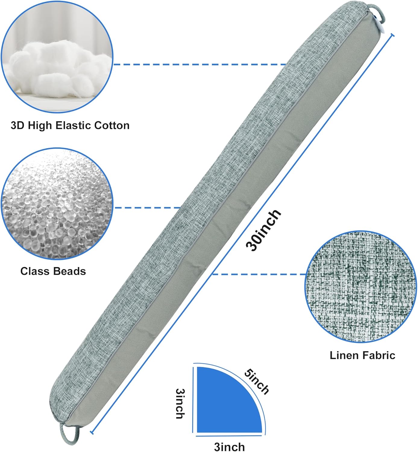 NABOWAN Weighted Door Draft Stopper - Triangular Gap Filler Blocks Bottom Up to 3”, Under Door Draft Blocker Reduce Hot Cold Air Wind Noise for Easy Install, Save Energy, Home Room Essentials, 30”Gray