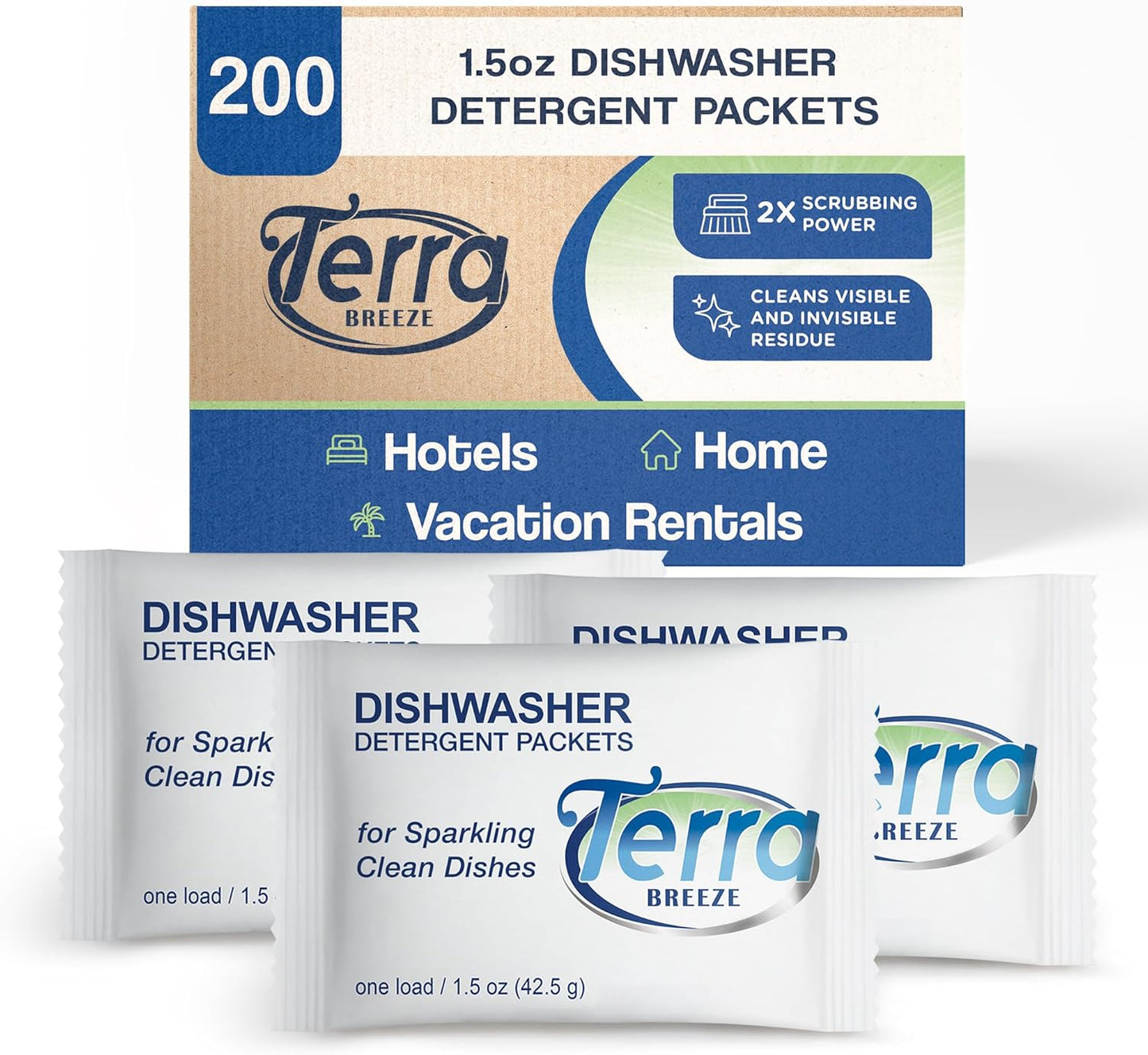 Automatic Dishwasher Detergent Powder - 1.5 oz Packets (200 packs)