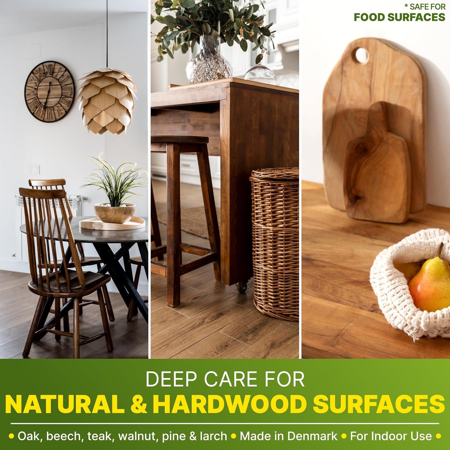 Nordicare Wood Oil Colorless - Premium Walnut Oil, Teak Oil, Wood Oil Furniture for Oak, Beech, Teak, Walnut, Pine, Larch - Natural Furniture Wood Oil - Made in Denmark - for Indoor Use (34 oz)